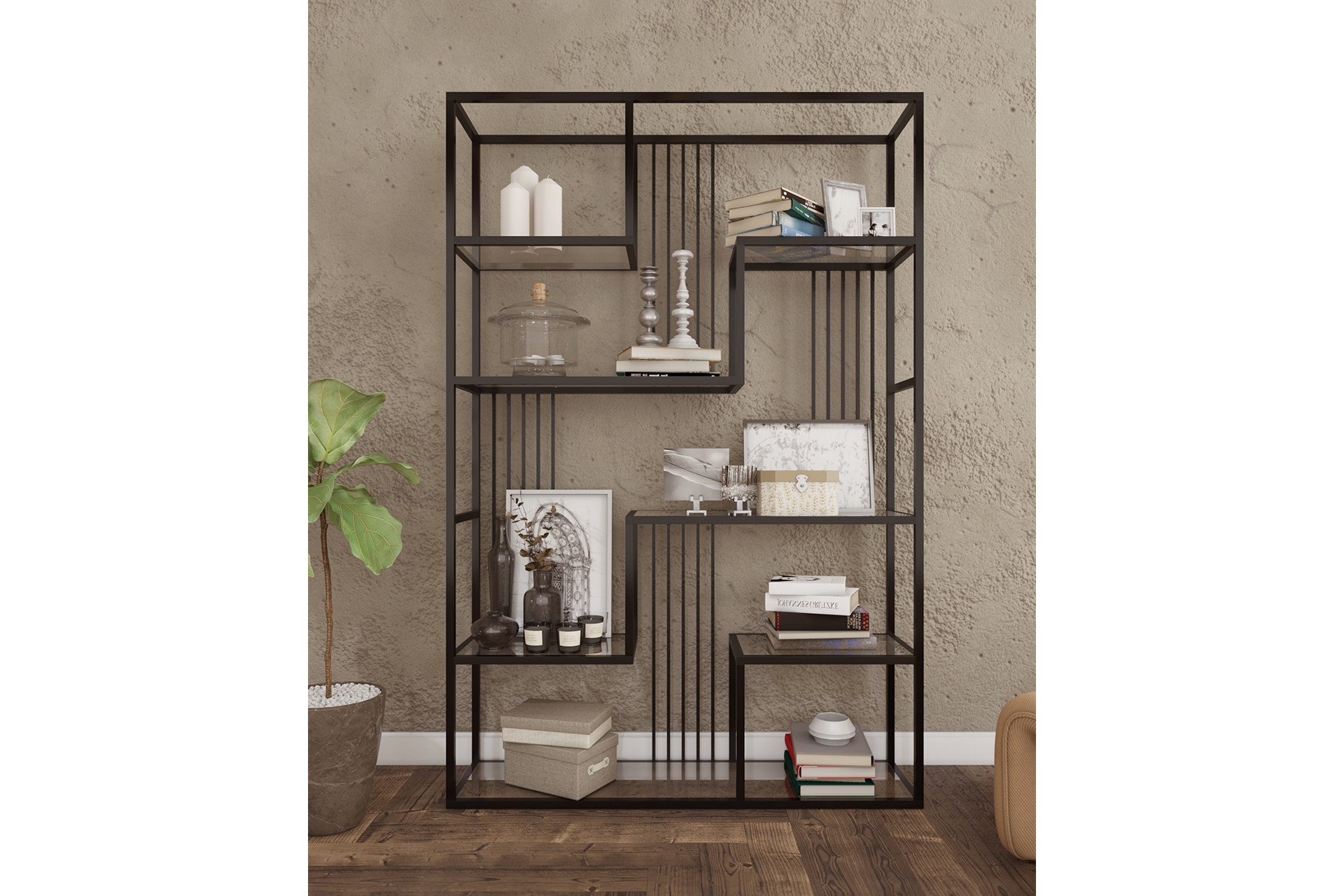 Marsah Home Deco Kitaplık- Siyah -1