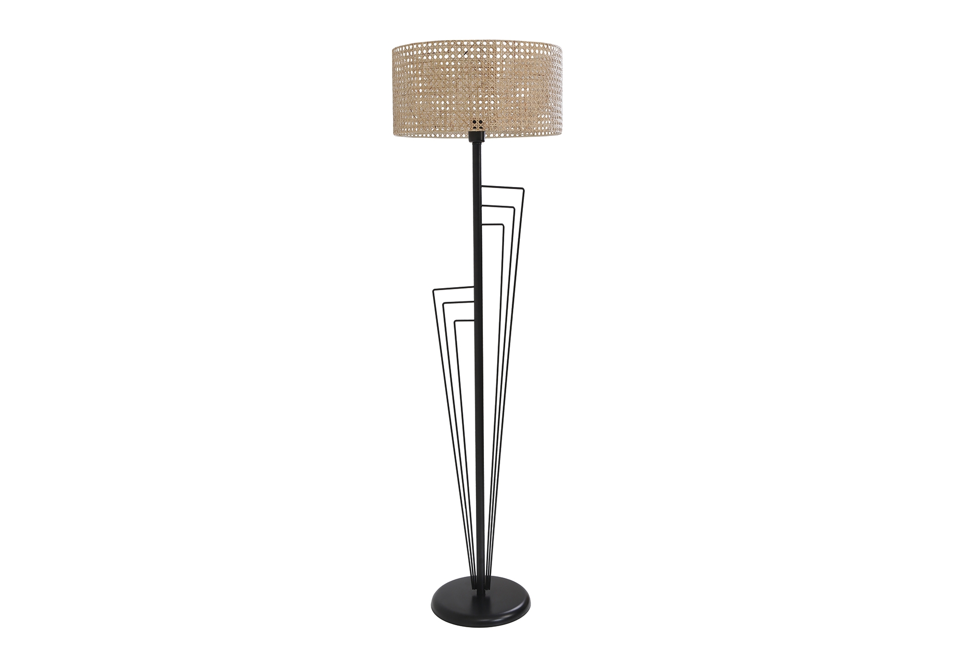 Lumexx Kelebek Silindir Rattan Abajurlu Lambader- Siyah - 1