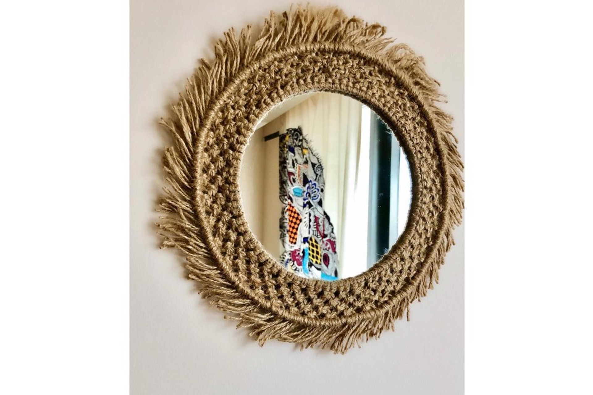 Jute Round Boho Mirror Vivense London