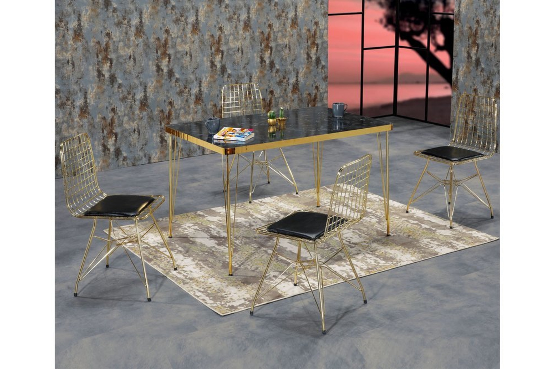 OLİNPA GOLD TEL SANDALYE GOLD MASA TAKIMI FİYATI Vivense OLİNPA GOLD TEL SANDALYE GOLD MASA TAKIMI FİYATI Vivense