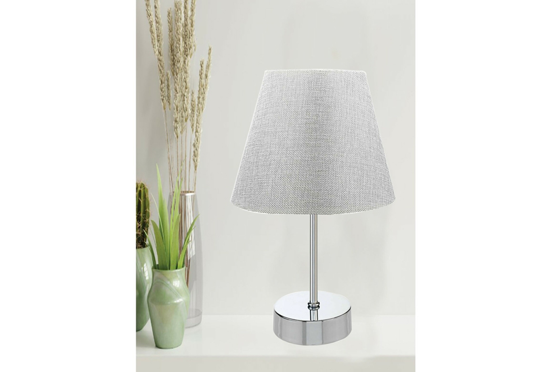 Evlight Masa Lambası Krom Lüx Metal Abajur Gri -1