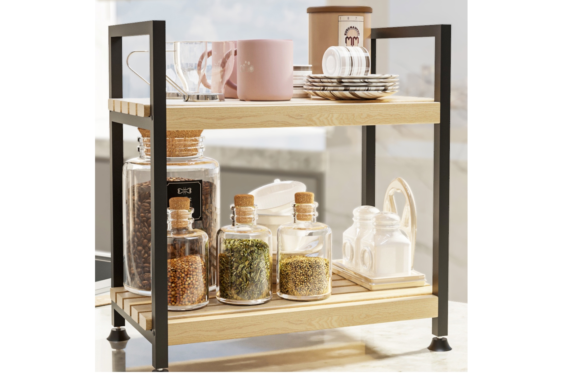 Mutfak Düzenleyici Raflı Organizer- 6 Kancalı -1