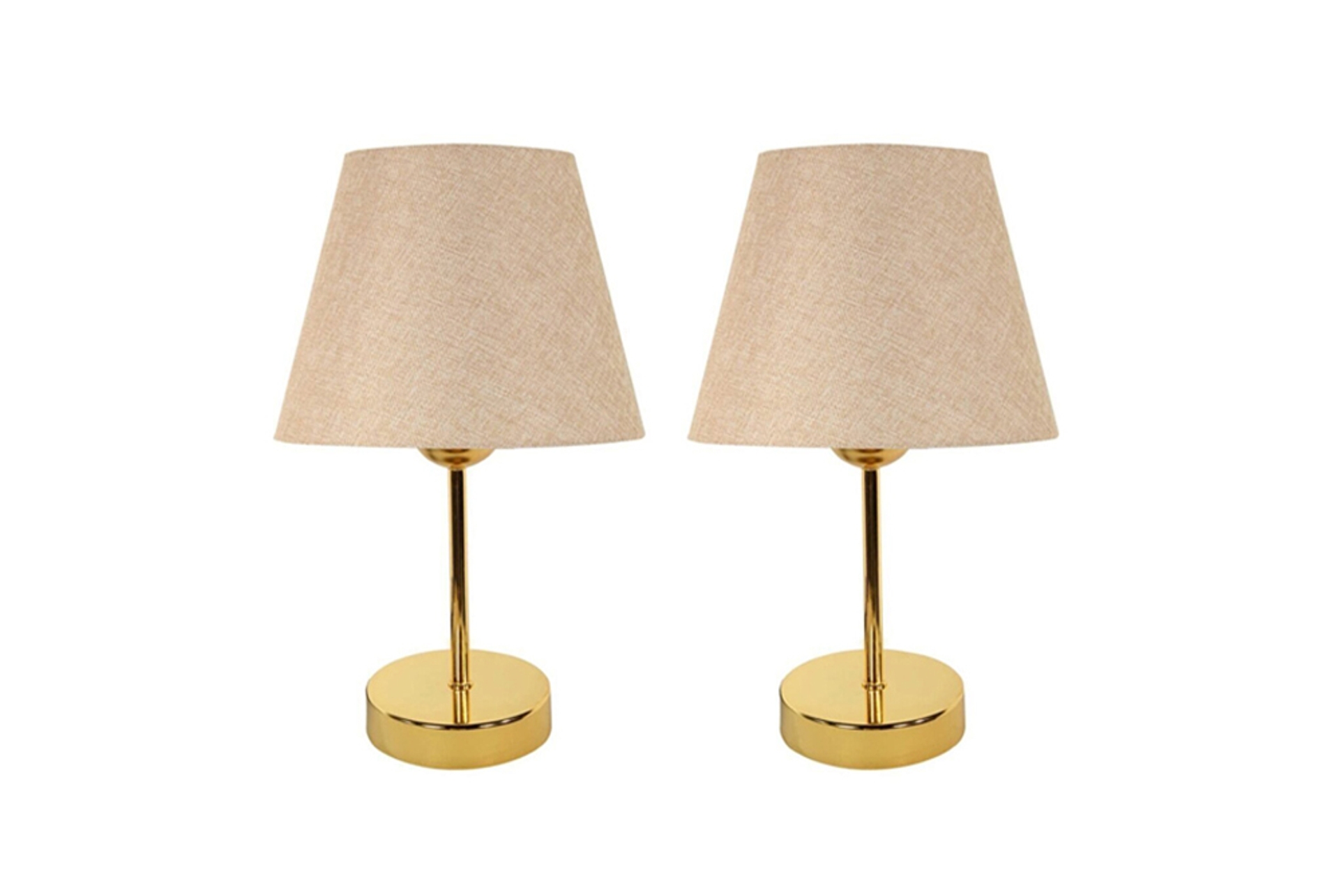 Evlight Metal Ayaklı İkili Abajur- Gold Pudra -1
