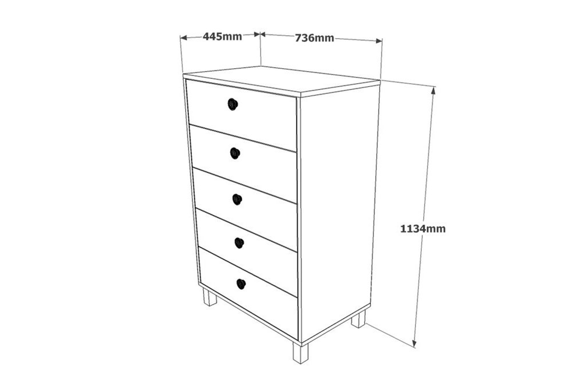 Yurudesign Vilamo Sifonyer Ahsap Ayak 5 Cekmece Cam Antrasit Siyah Vl82 228 Fiyati Vivense