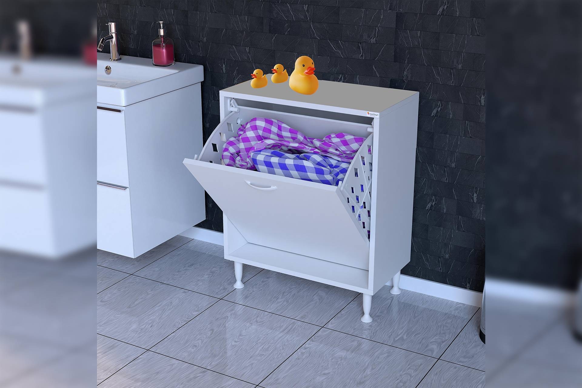 Söke Sepetli Banyo Dolabı- 55X75X32-5 -1