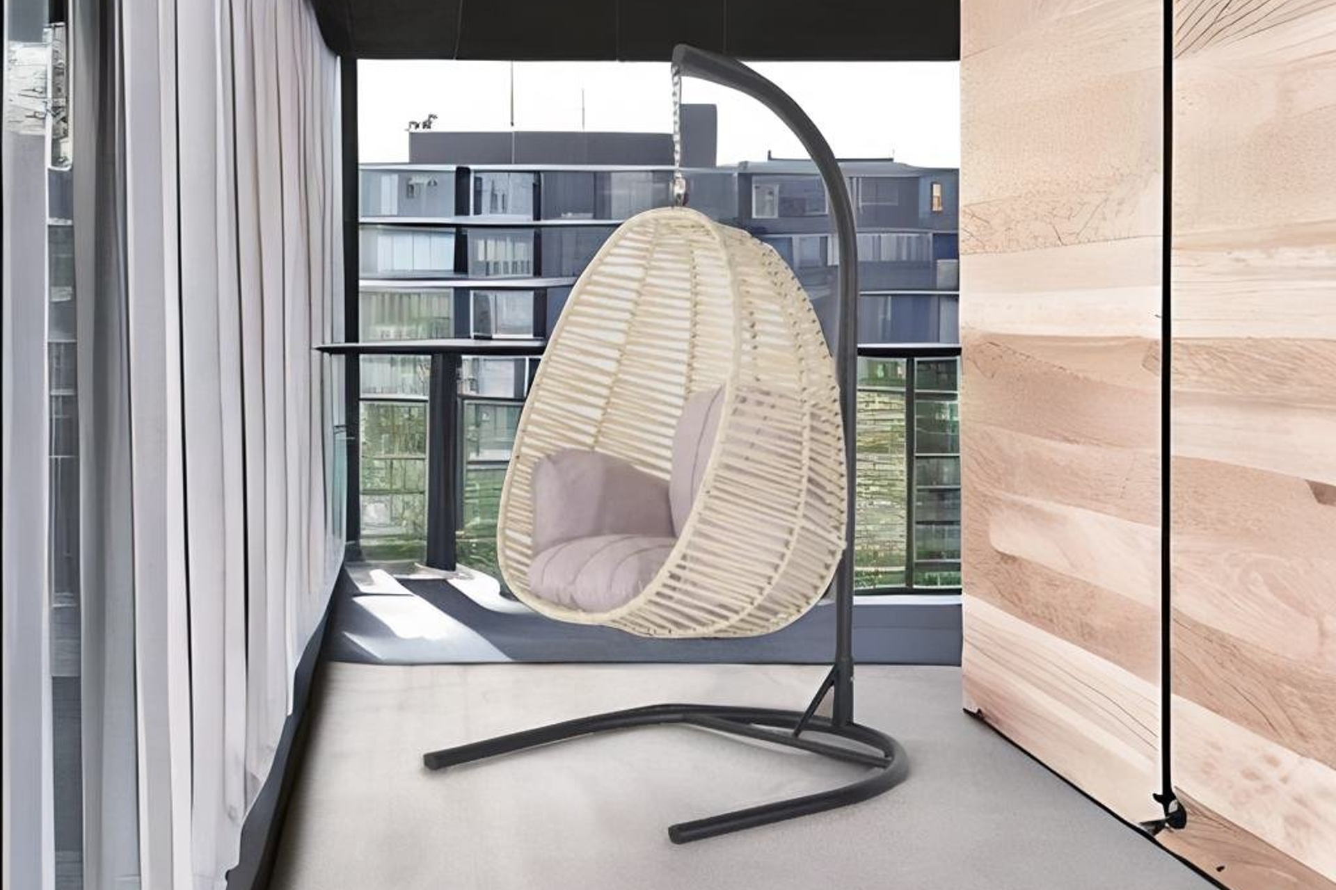 Bella Swing Ürgüp Makrome Tekli Kapalı Bahçe Ve Balkon Salıncak- Bej -1