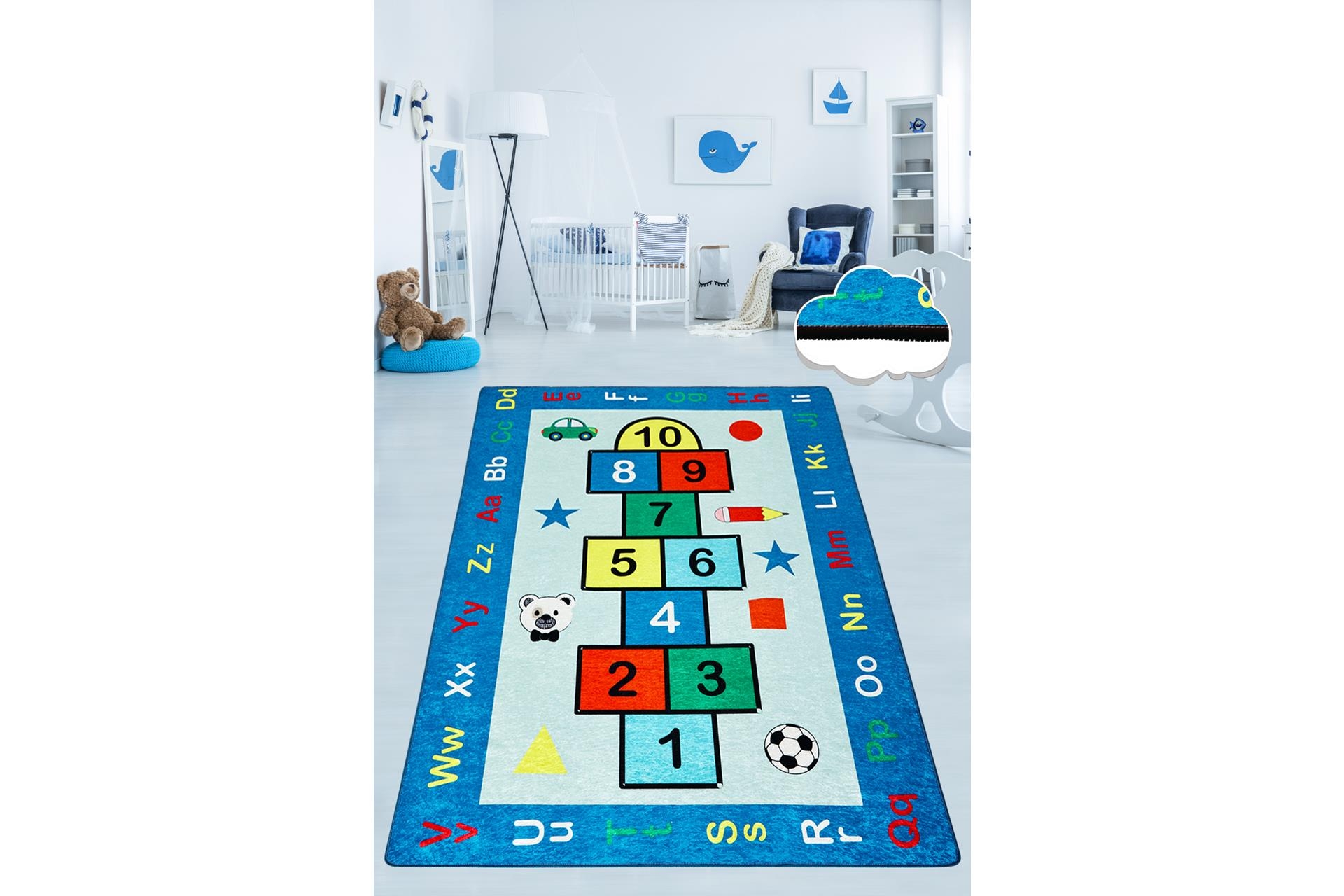 SEKSEK MAVİ ÇOCUK VE BEBEK HALISI YIKANABİLİR DJT 100X160