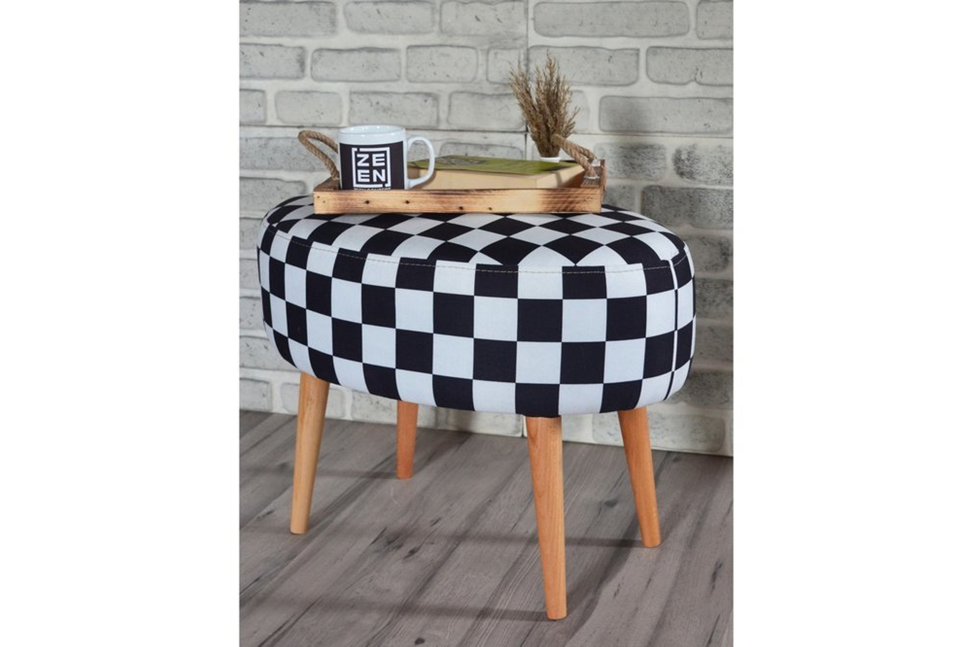 Valente Oval Puf Dama Desenli -1