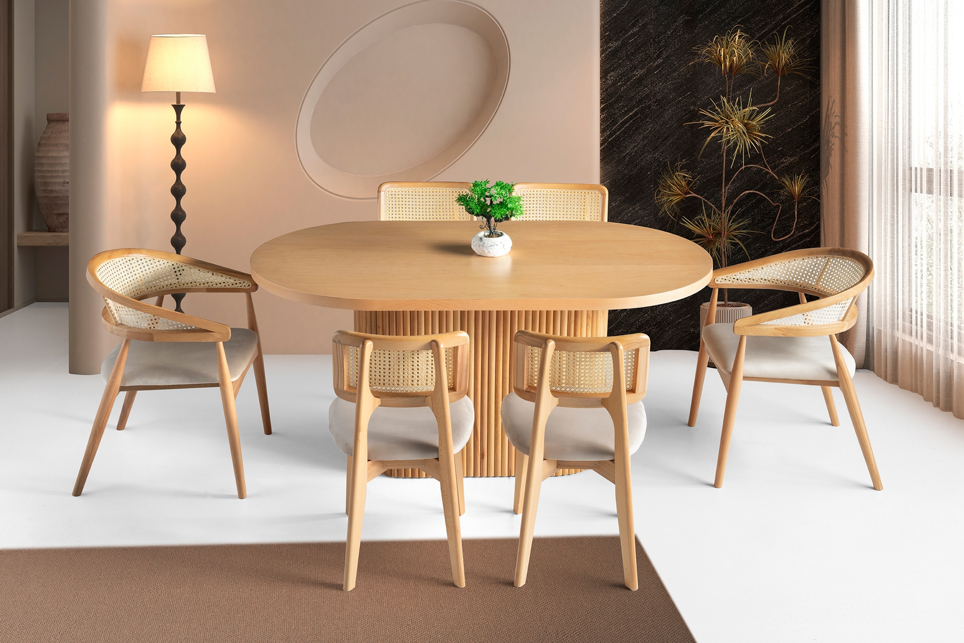 Asos Yemek Masası Takımı- 6 Sandalyeli- 90X160 Cm -1