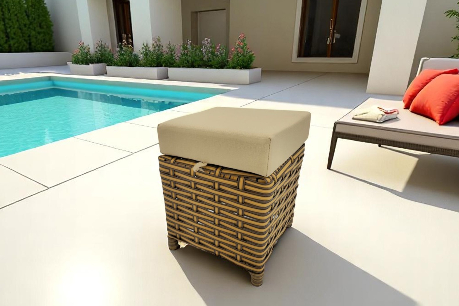 Rattan Puf- Kahve -1