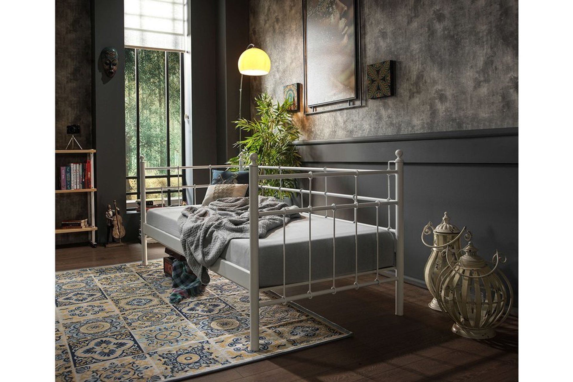 Unimet Lalas Daybed Tek Kisilik Metal Karyola Beyaz Fiyati Vivense