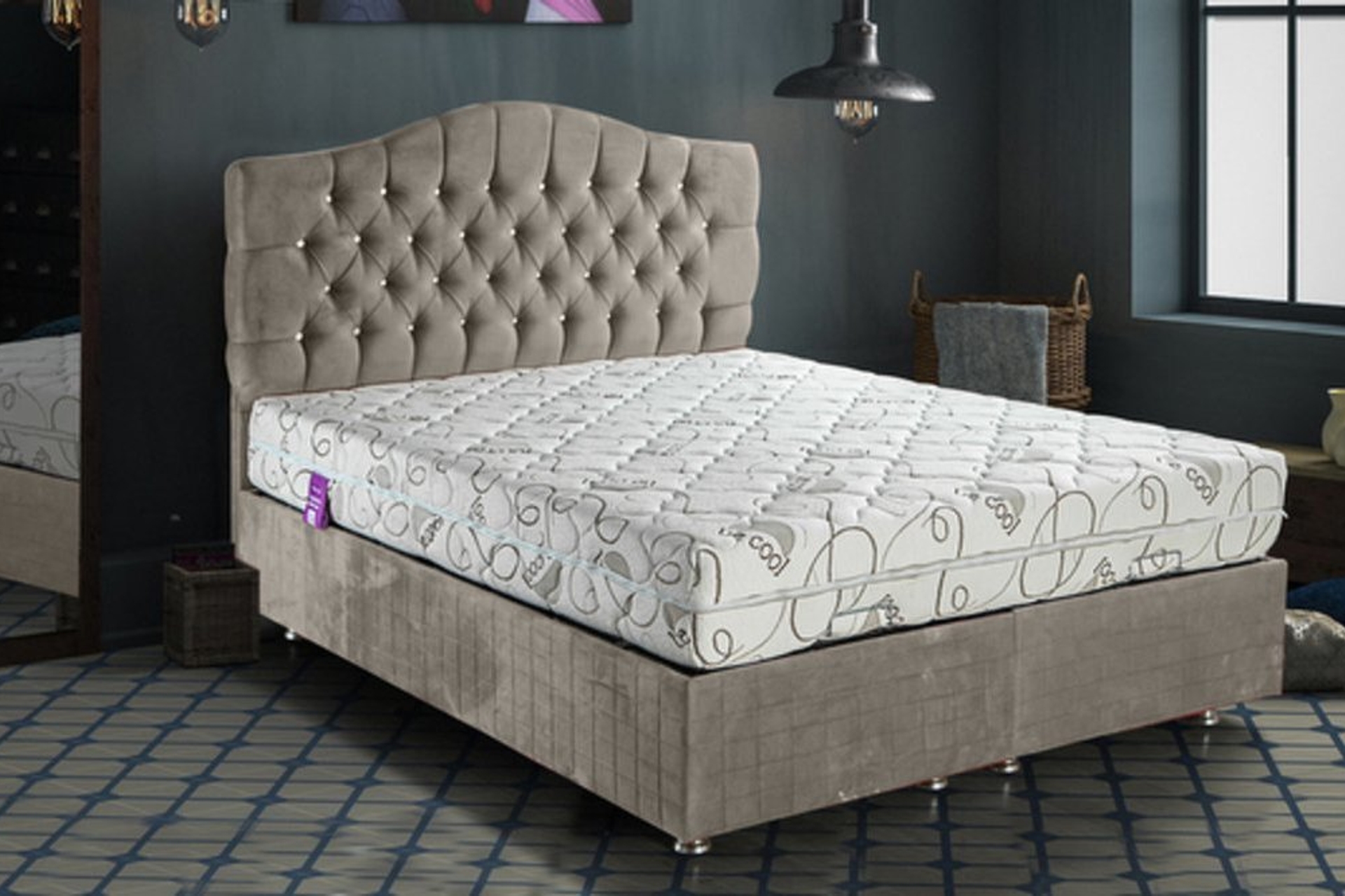ZÜMRÜT GRİ BAZA + BAŞLIK + YATAK SETİ 90X190 FİYATI Vivense