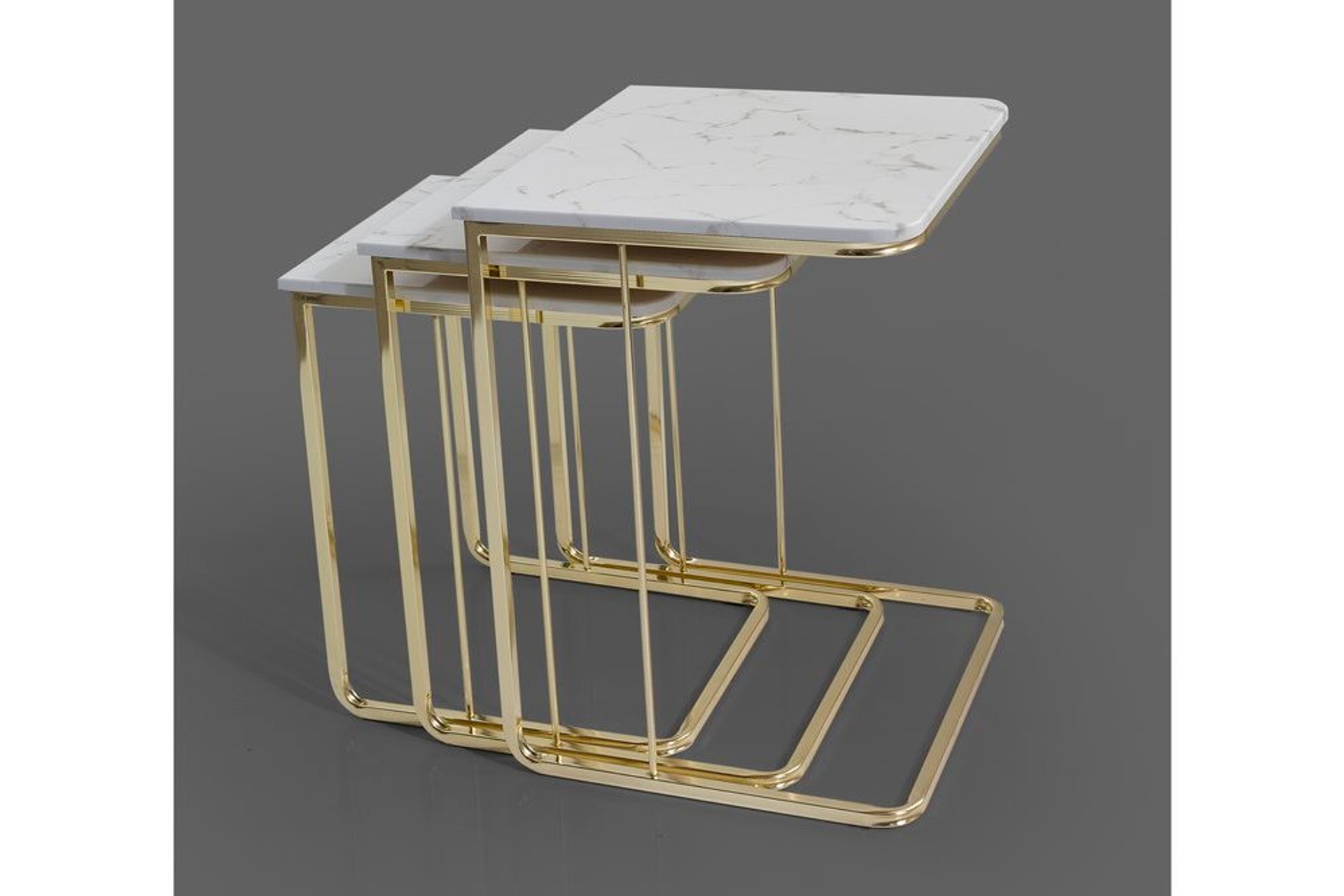 Veys Caroline Zettafelset met Marmerpatroon, 3-delig, Wit