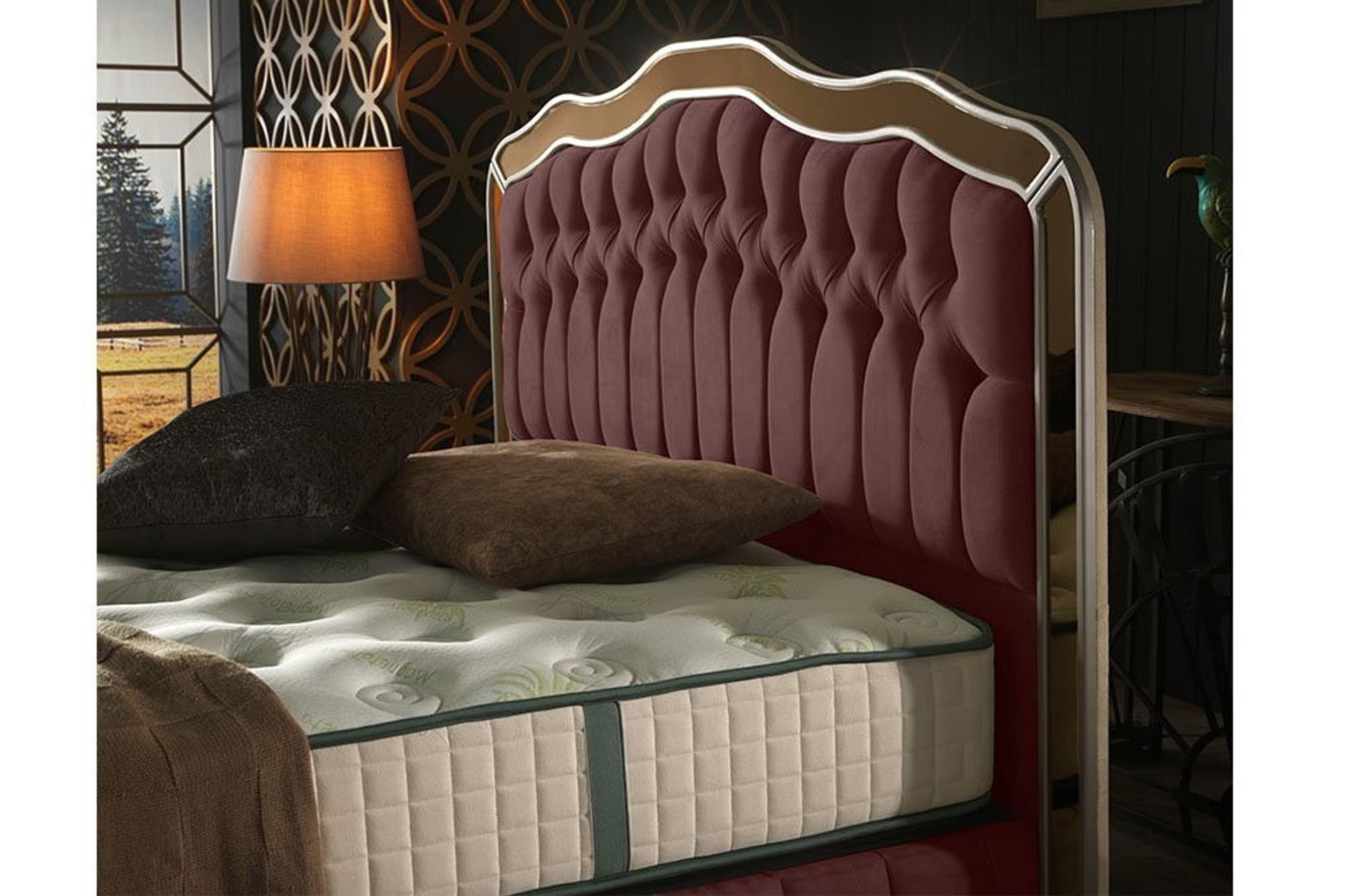 REİNA BORDO VARAGELE BAZA BAŞLIK YATAK SET 180X200 FİYATI