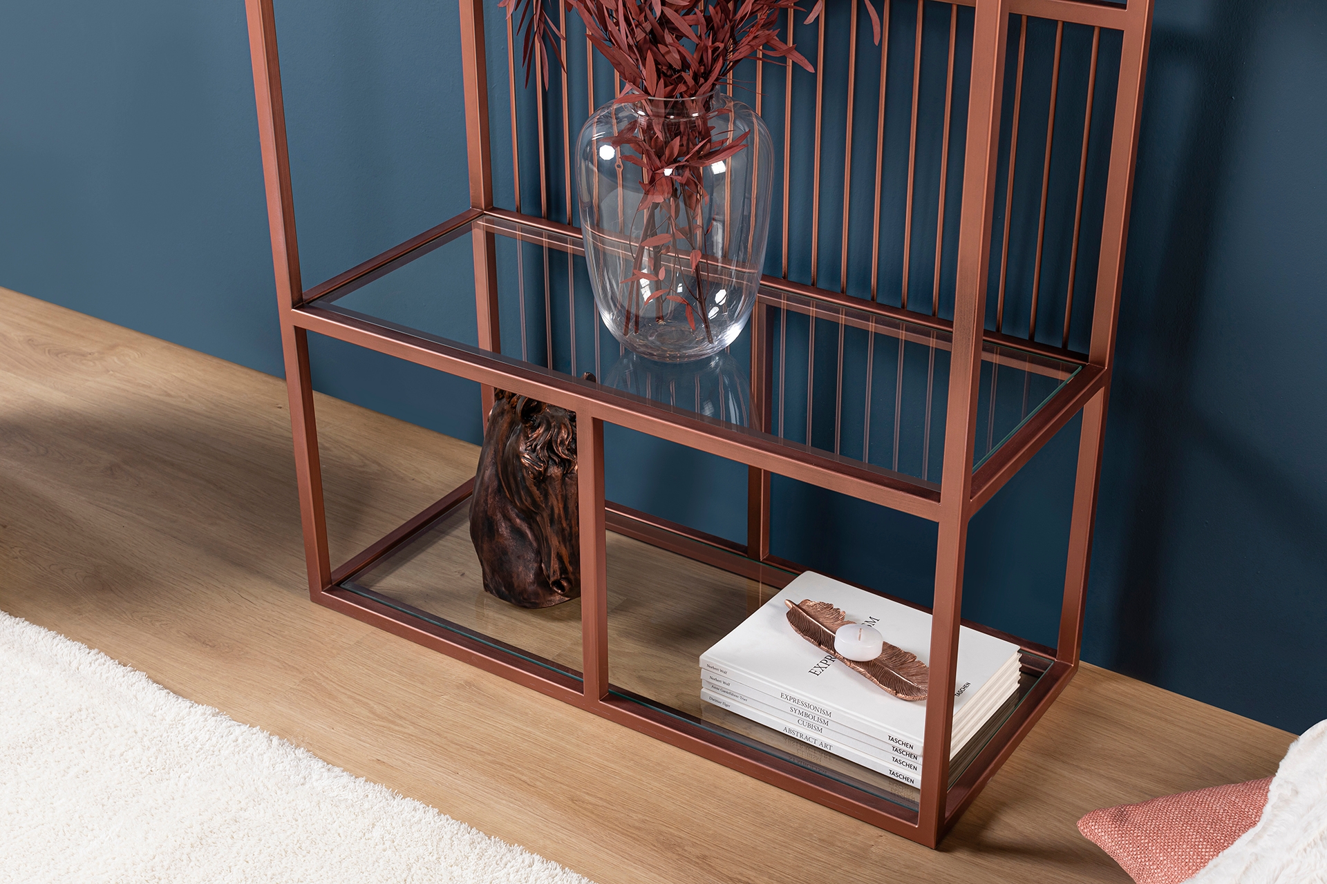 Lola Narrow Rose Gold Bookcase Vivense London