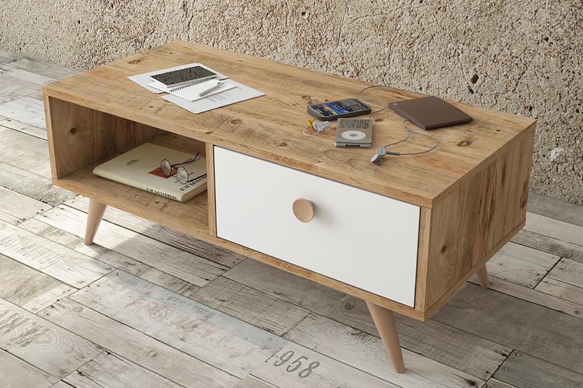 Yurudesign Vilamo Orta Sehpa Ahsap Ayak Cekmeceli Cam Beyaz Kayin Vl7 211 Fiyati Vivense