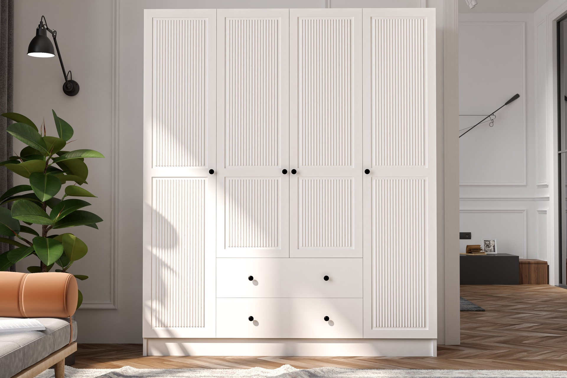 Atlas 4 Kapak 2 Çekmece Gardırop- 180 Cm -1