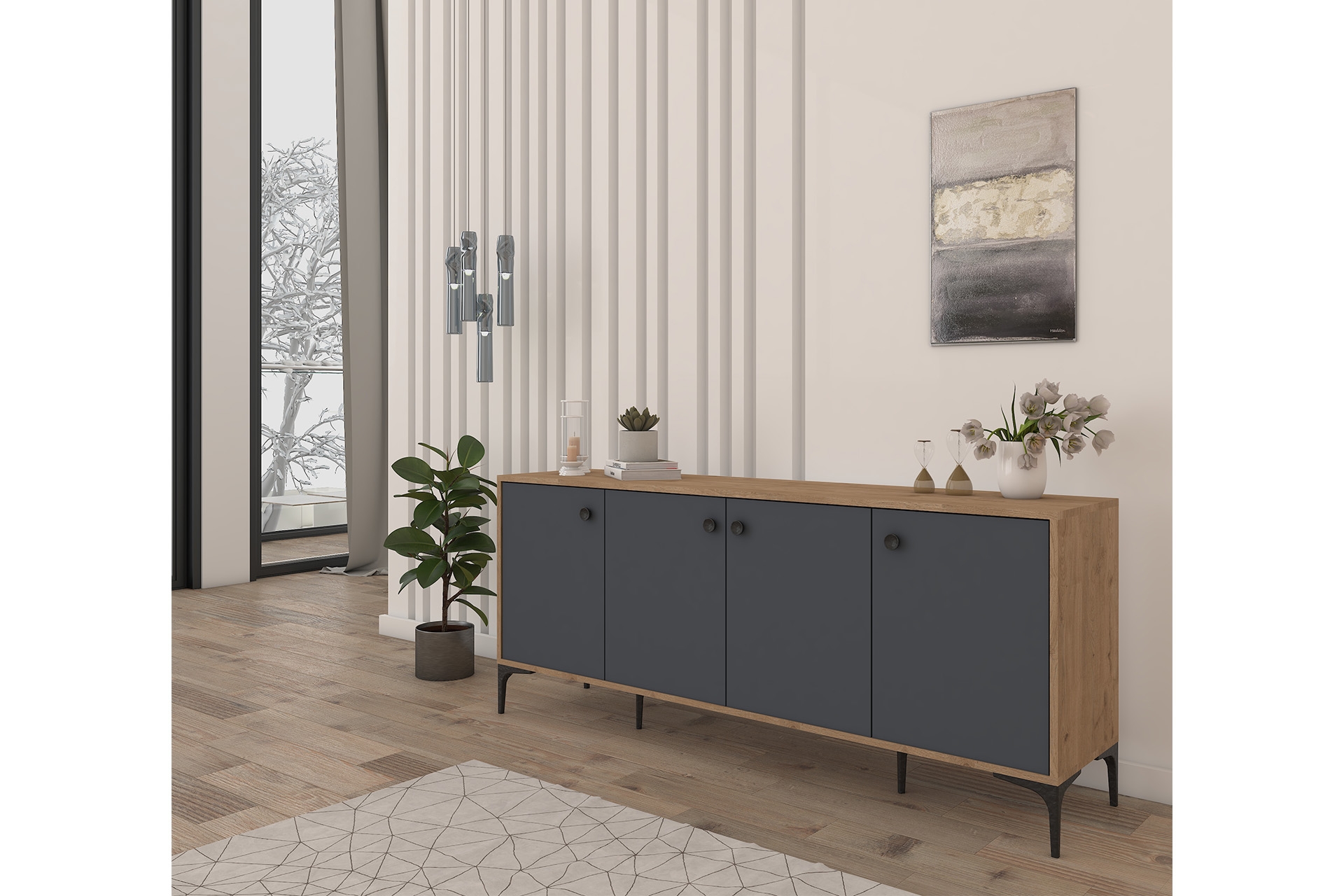 EYLÜL MODERN KONSOL, 180 CM, ANTRASİT
