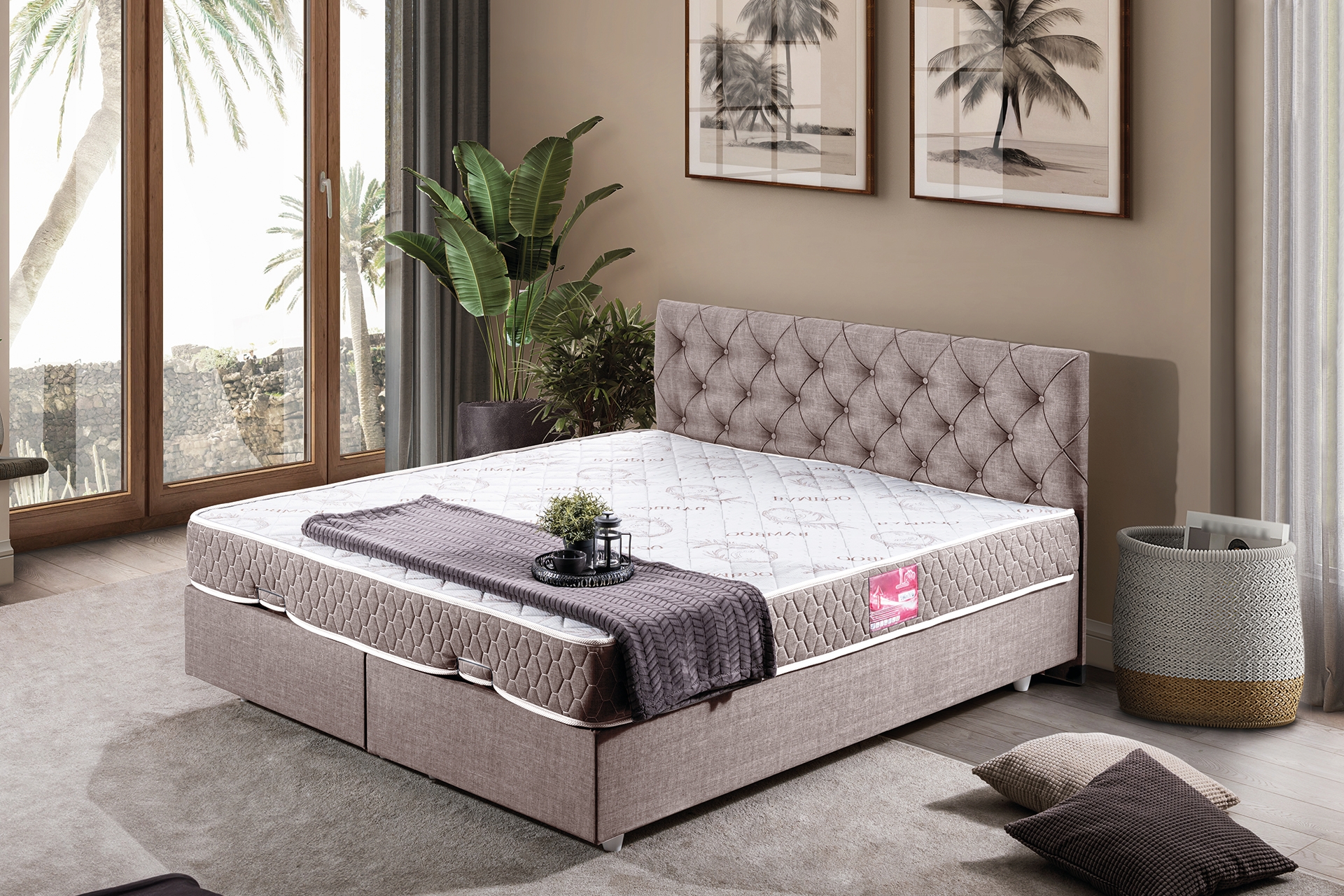 Dolce Baza Başlık Letto Yatak Seti- Kahverengi- 140X190 -1