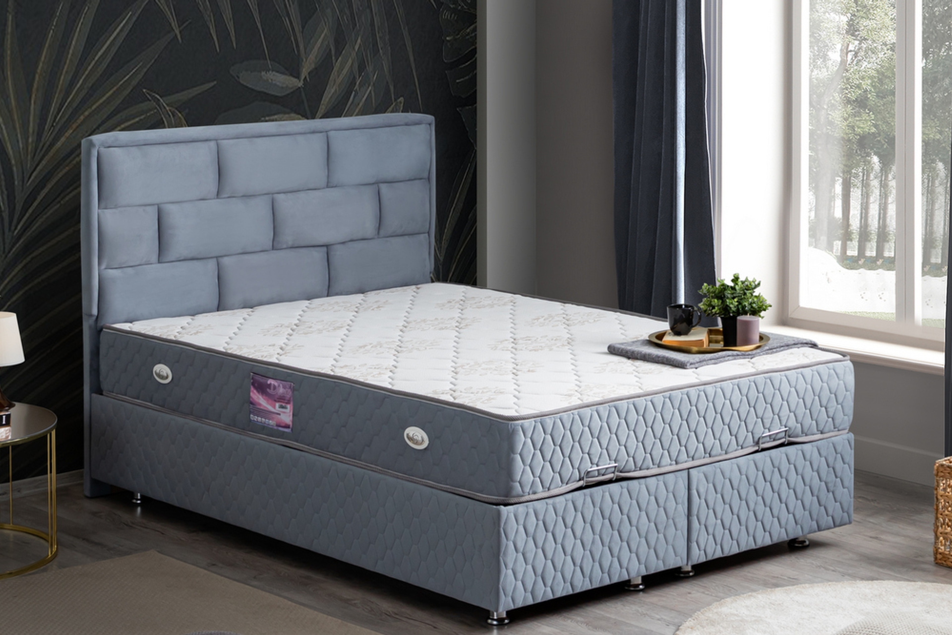 Diego Baza Baslik Deluxe Yatak Seti Acik Mavi 120x200 Fiyati Vivense