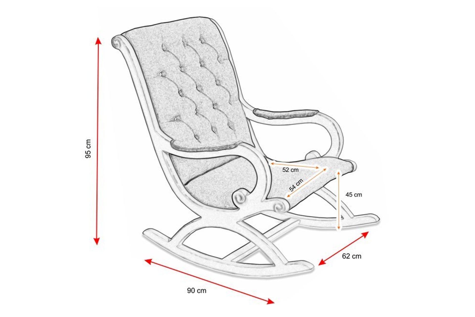 чертеж кресла качалки с размерами из металла