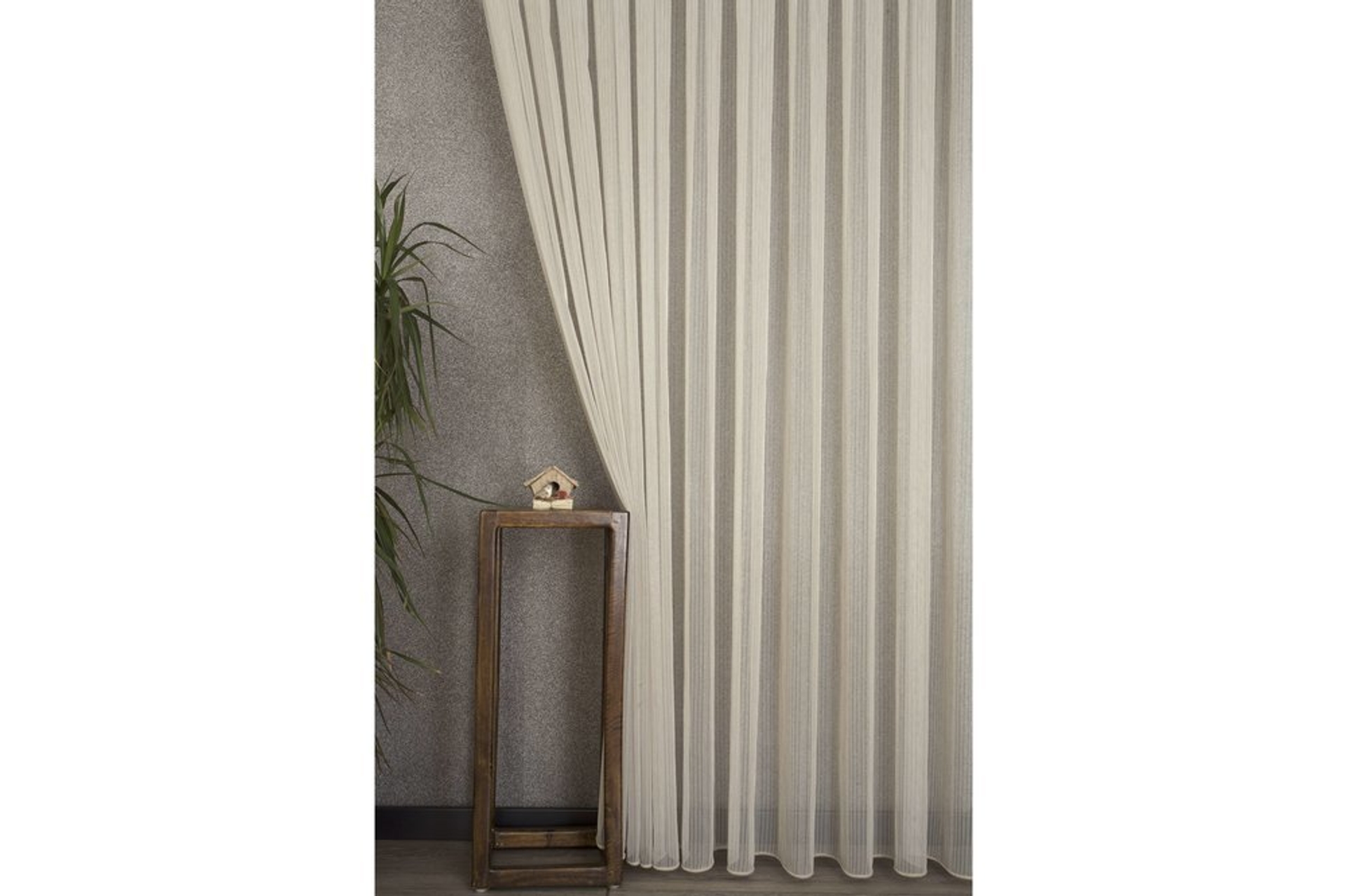 Massarelli Çizgili Tül Bej Pilesiz 100X260 -1