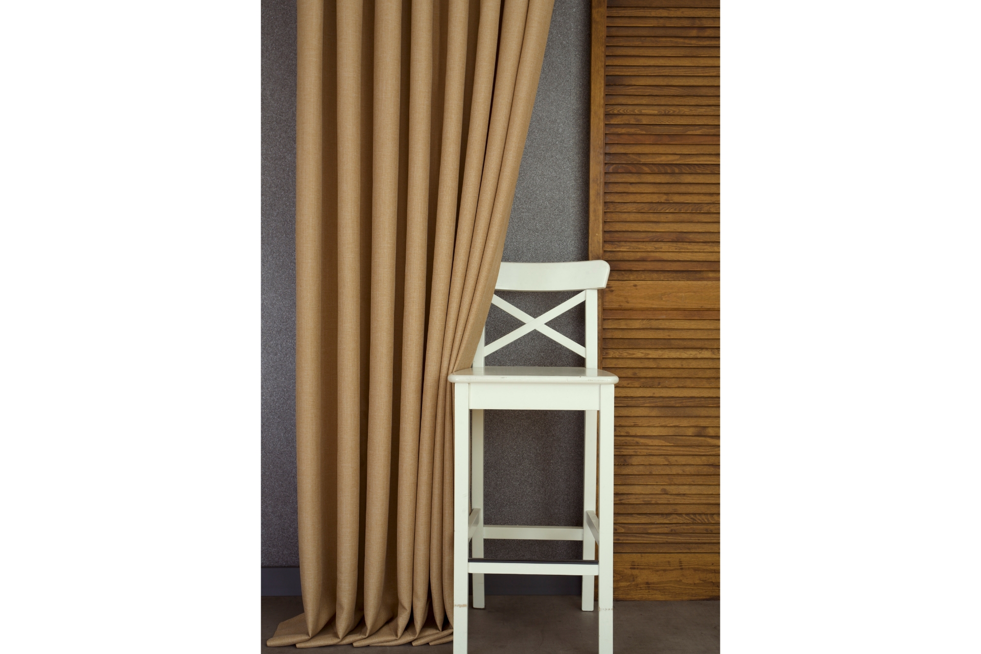 Massarelli Keten Orta Sık Pile Fon Perde- Deve Tüyü- 200X260 -1
