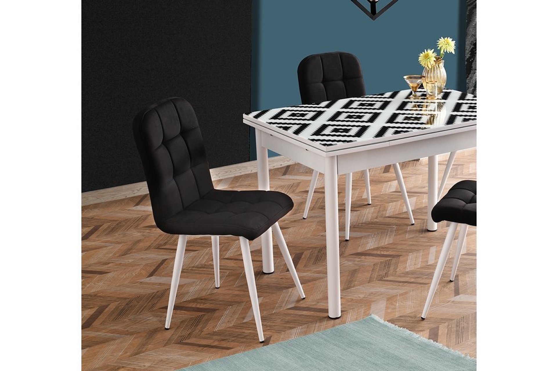 VEGAS MASA TAKIMI ESTA SANDALYE SİYAHBEYAZ FİYATI Vivense