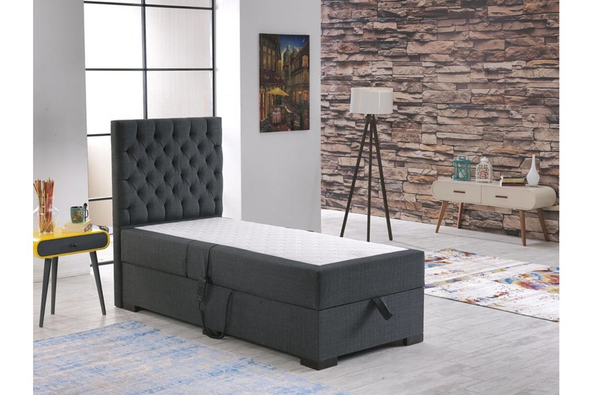 unimet leila hareketli sandikli tek kisilik baza baslik yatak seti 90x200 fiyati vivense