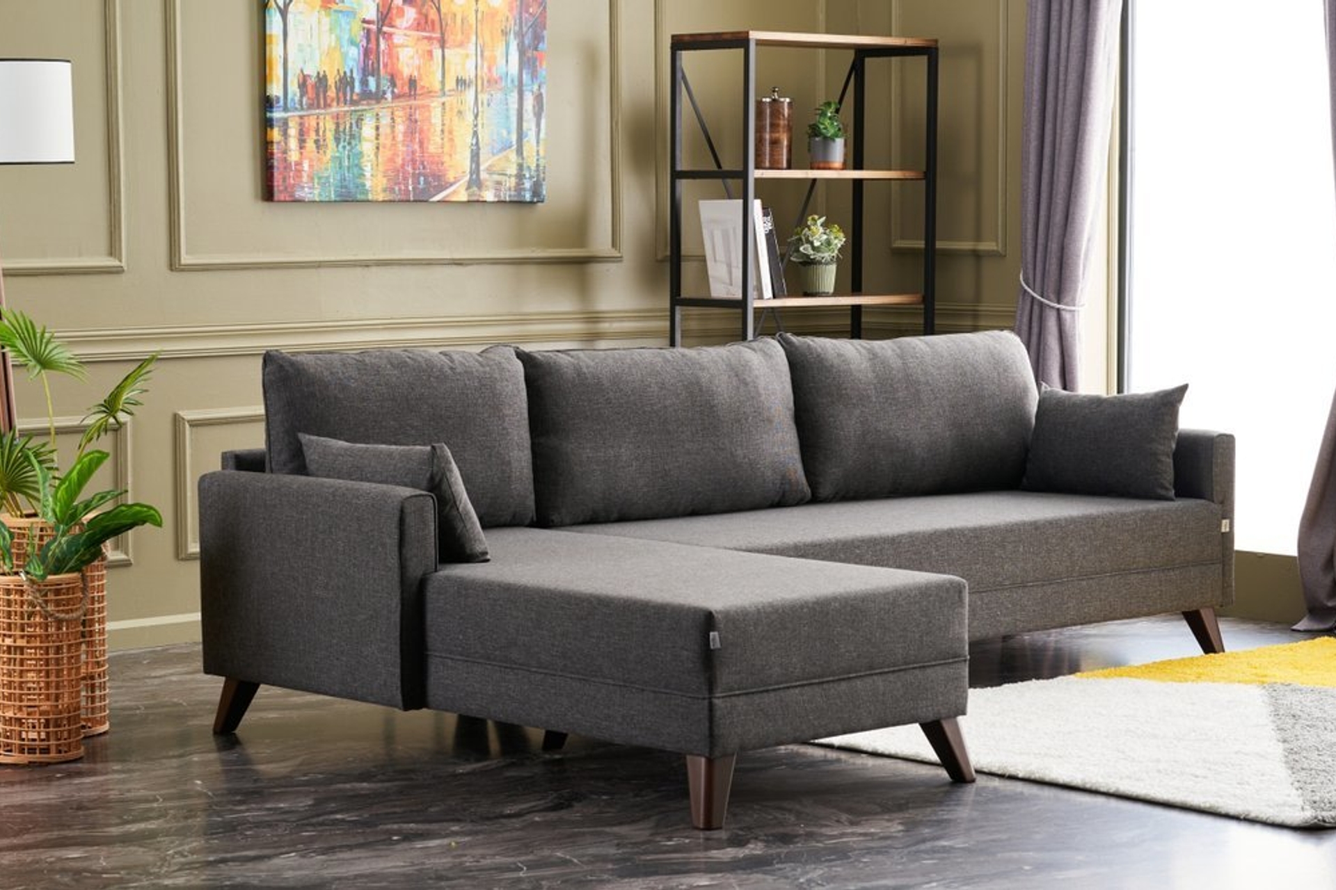 Bella Soft Hoekbank Links, Antraciet