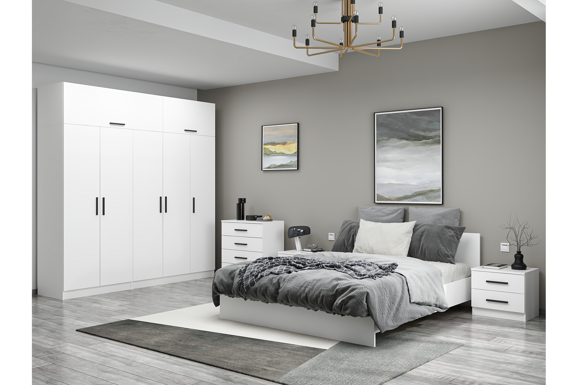 Kale210 Yatak Odası Takımı- Beyaz- 5 Kapaklı- Set 121 -1