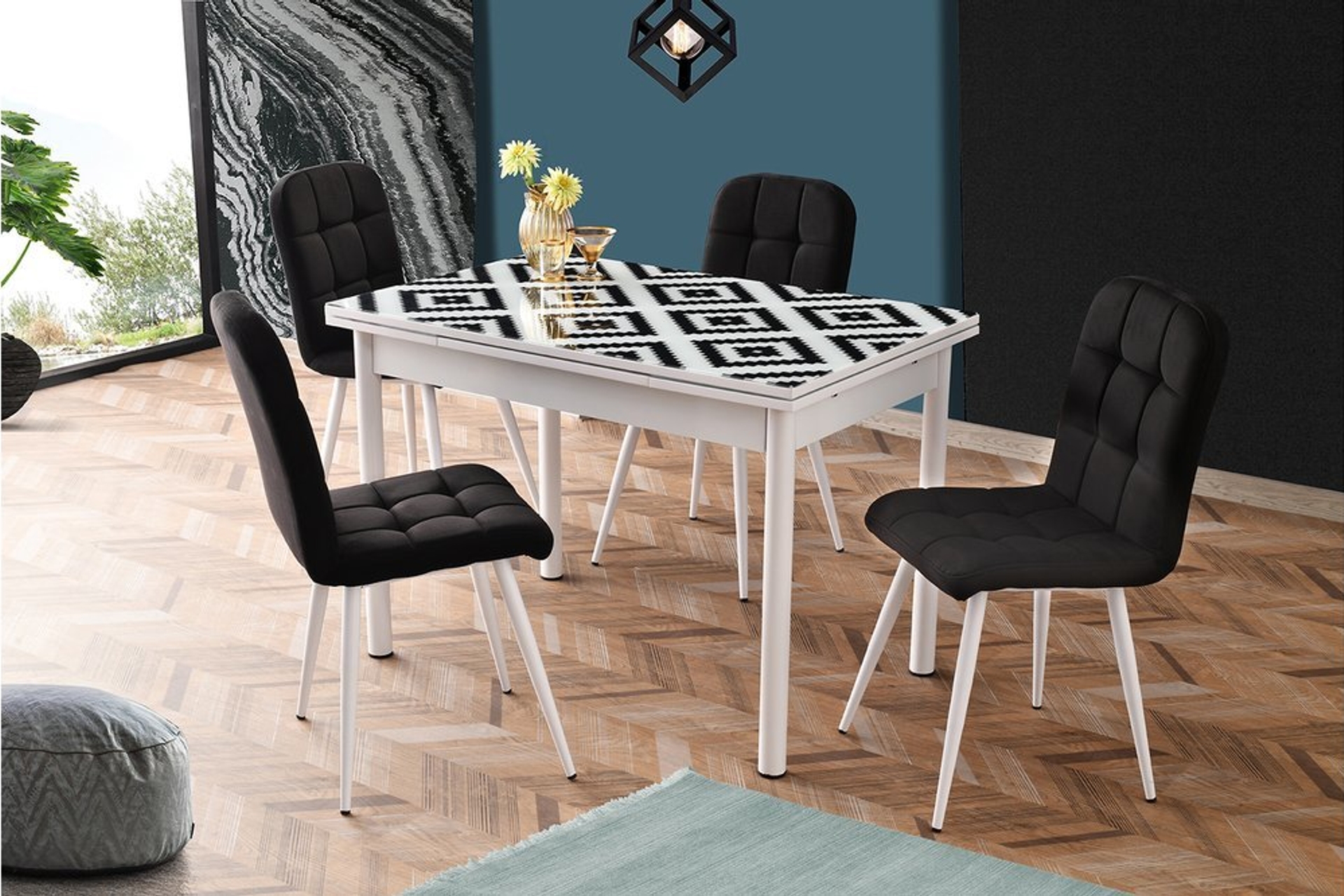 VEGAS MASA TAKIMI ESTA SANDALYE SİYAHBEYAZ FİYATI Vivense