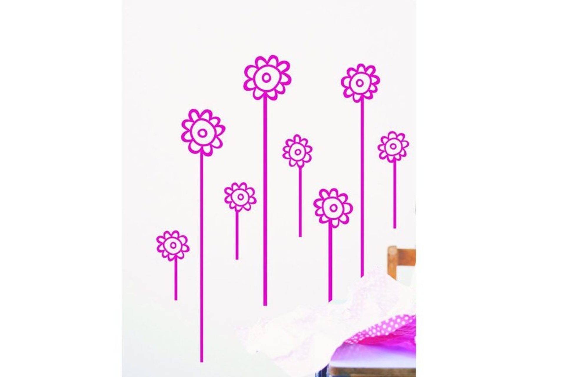 DUVAR SÜSÜ STİCKER PEMBE PAPATYALI ŞEFFAF FİLMLİ PVC 48X33X0,5CM FİYATI