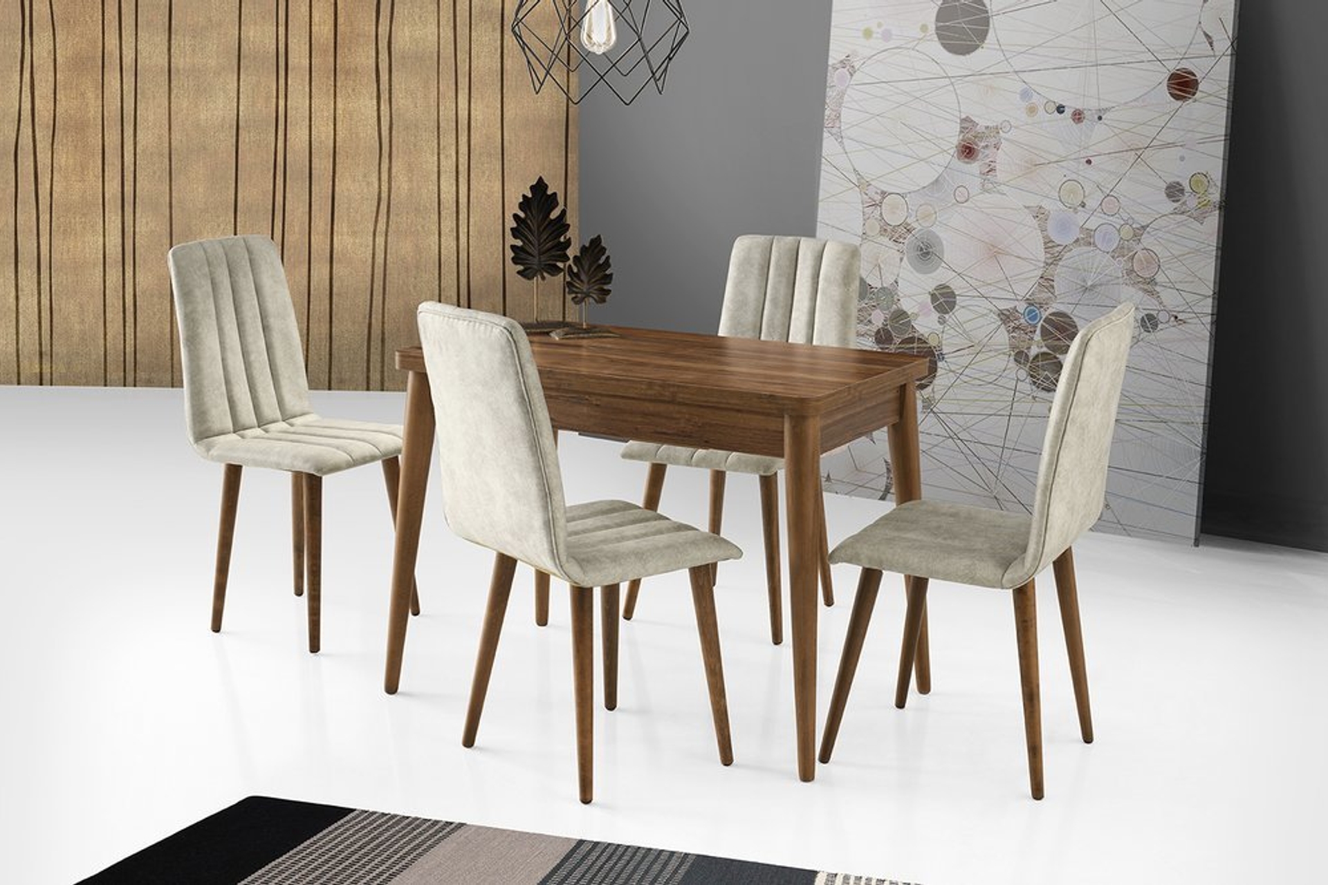 ETNA MASA TAKIMI ARMONİ SANDALYE CEVİZ FİYATI Vivense