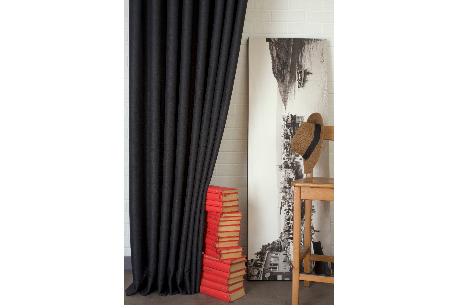 Massarelli Keten Seyrek Pile Fon Perde- Antrasit- 90X260 -1