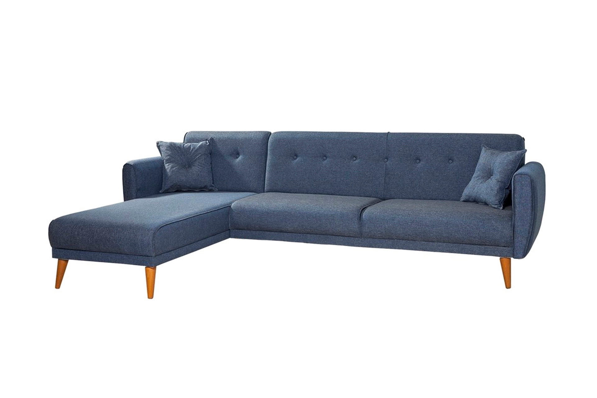 Aria Corner Sofa Bed, Navy Blue (Left) | Vivense London