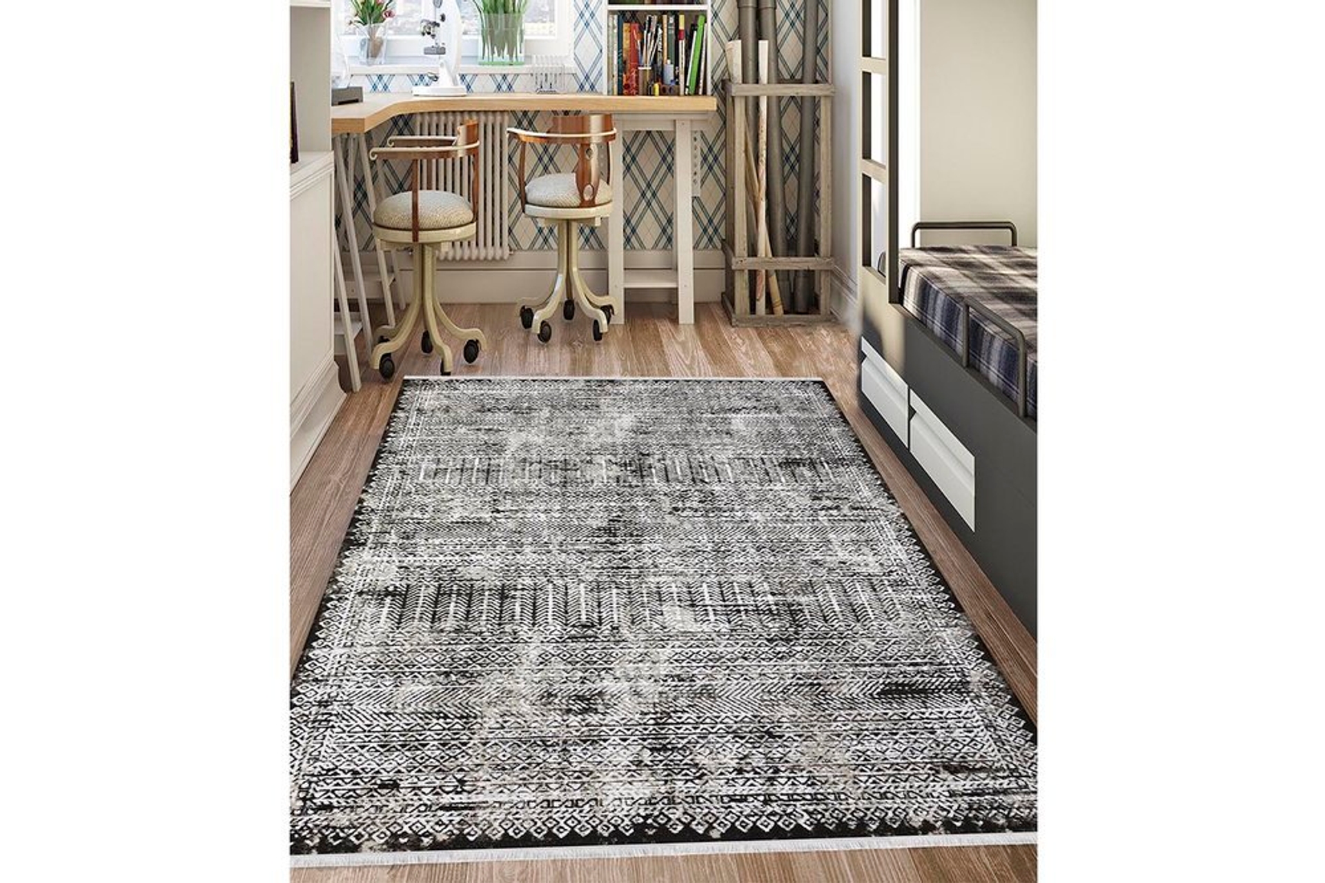 koza pera siyah krem akrilik hali 45686 80x50 fiyati vivense