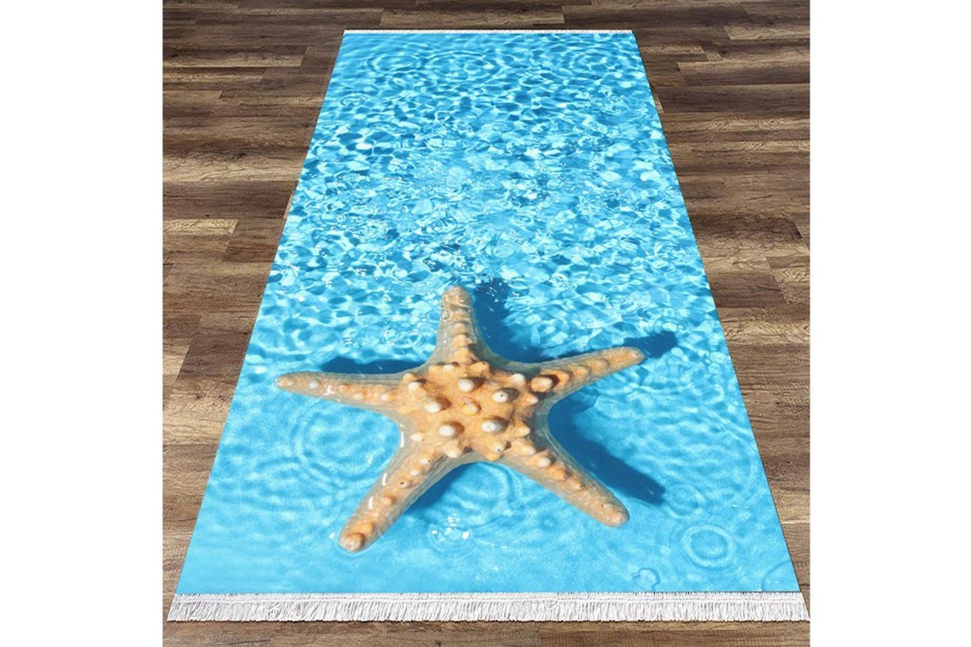 DENİZ YILDIZI SU EFEKTİ DEKORATİF 3D DOKUMA ŞÖNİL HALI 160X230 FİYATI