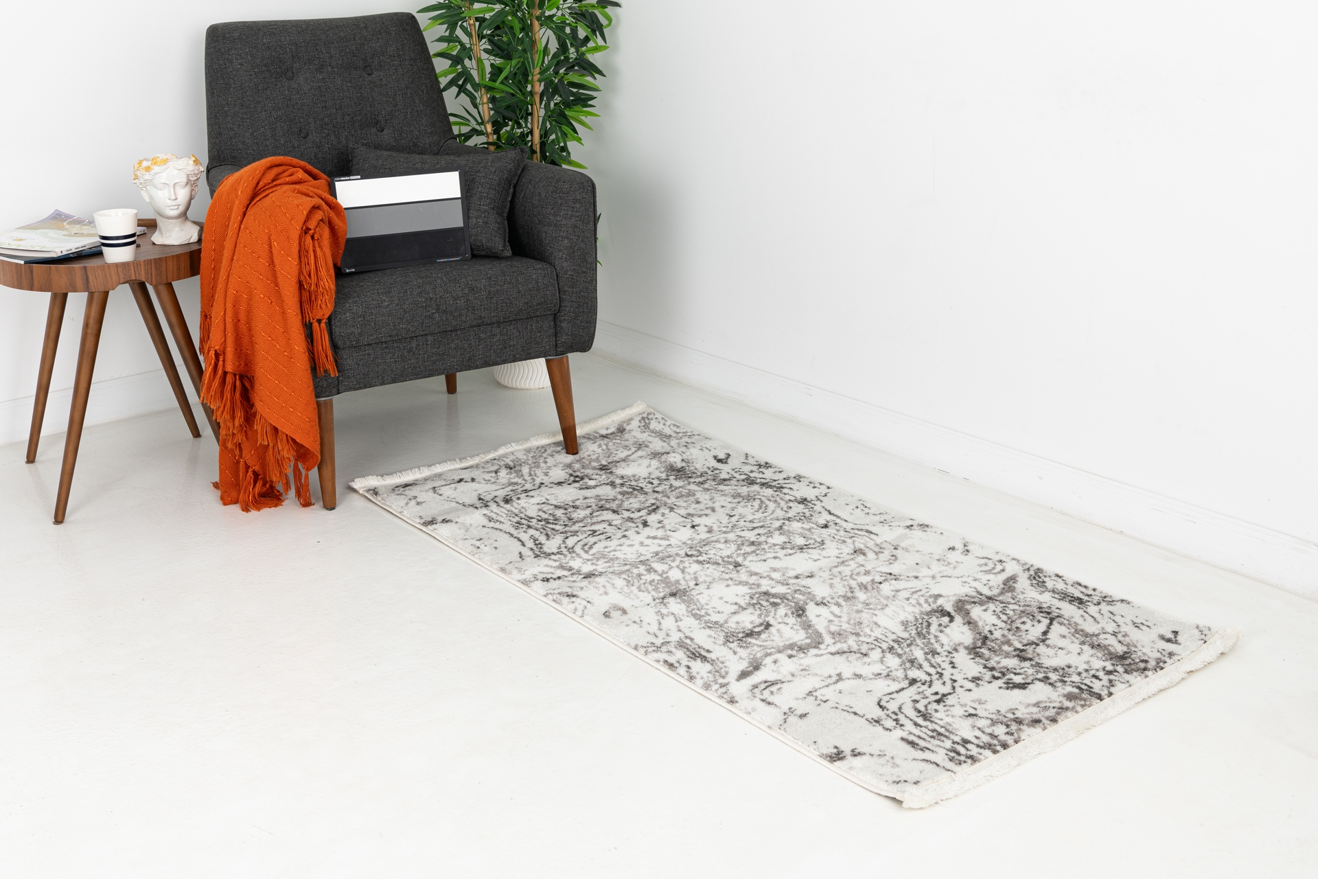 Life Makine Halısı 6022- Saçaklı- Gri- 80X300 -1