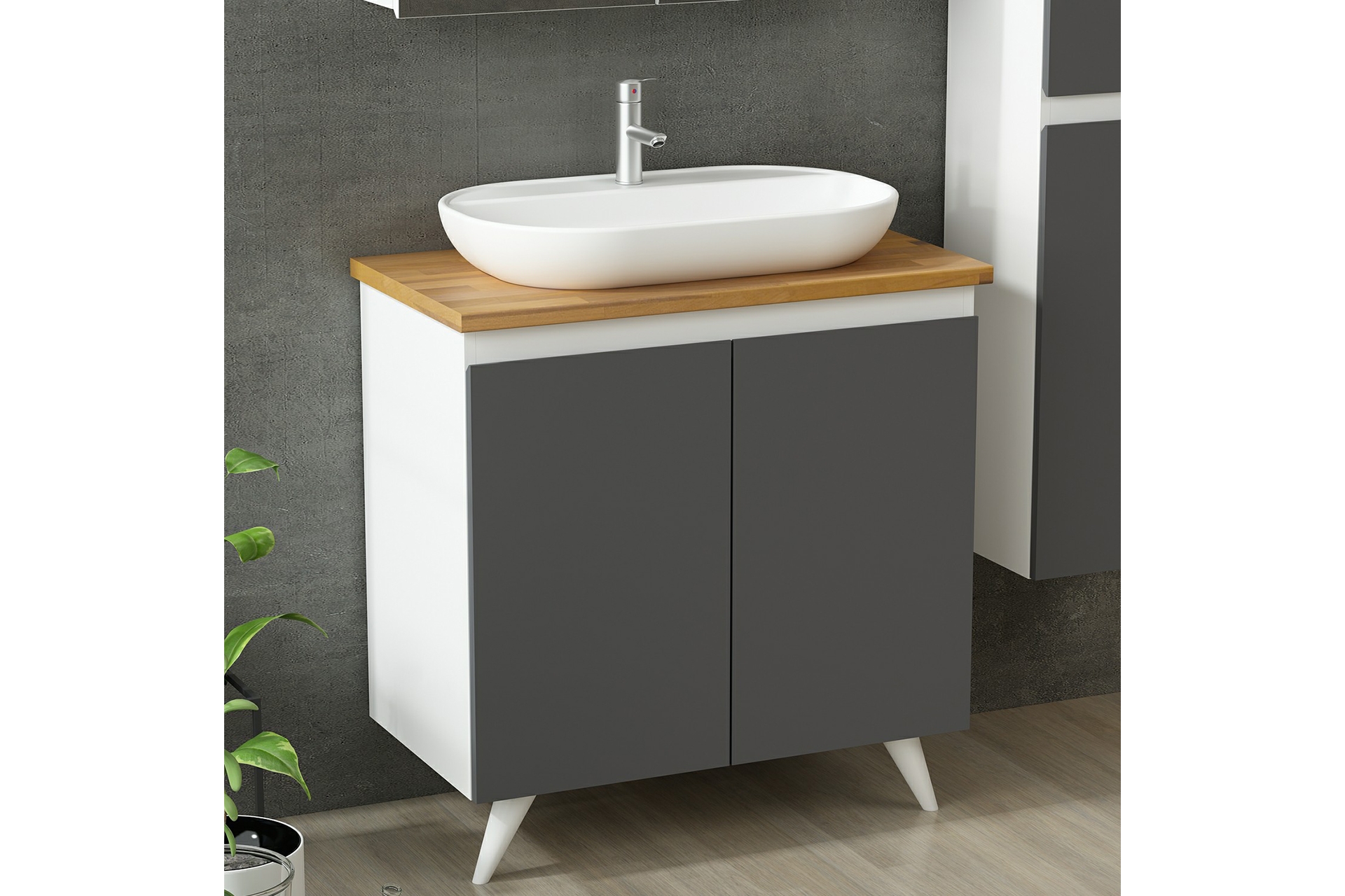 nİka banyo dolabi ay2k85 beyaz antrasİt 85 cm fİyati vivense