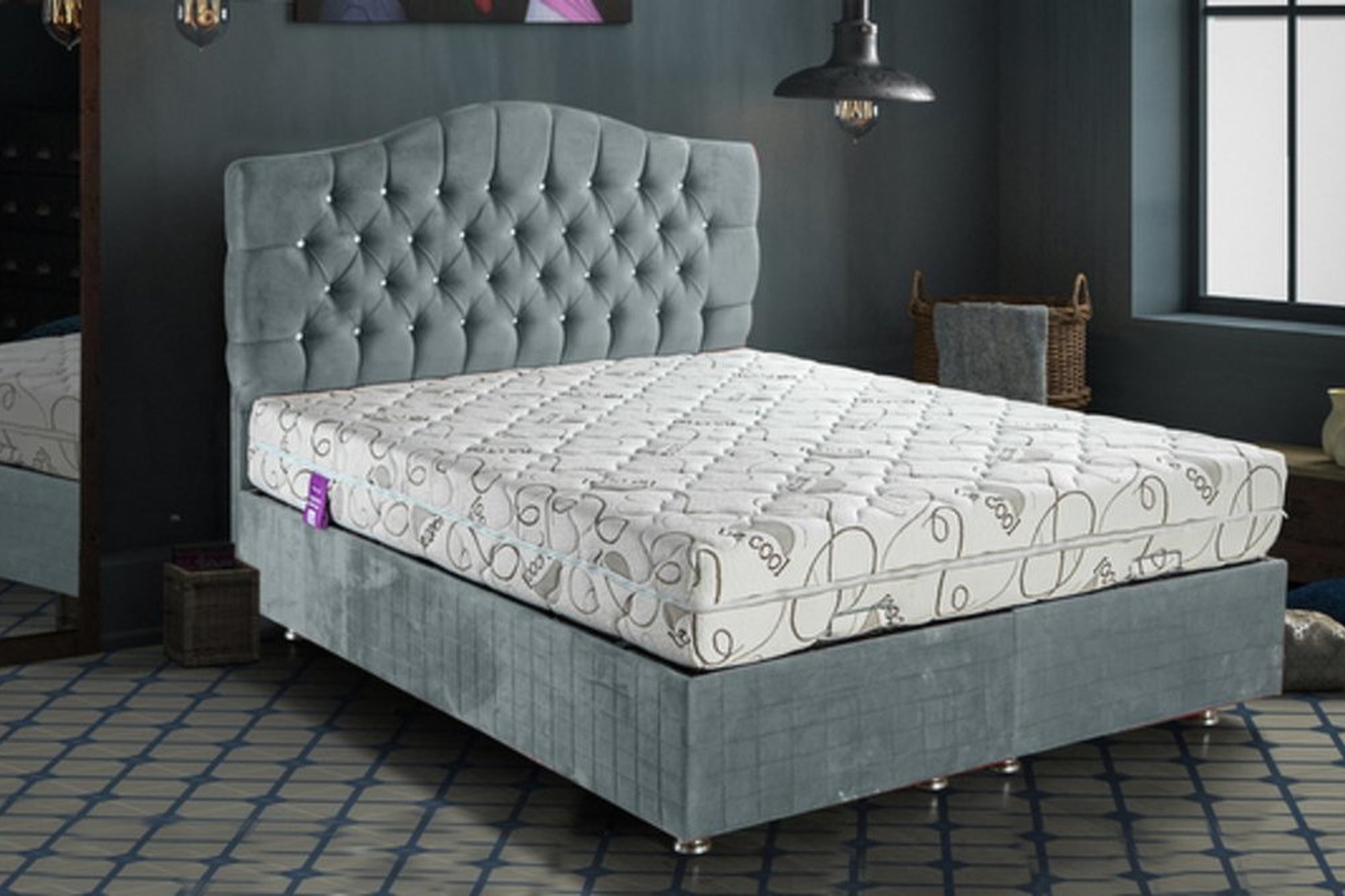 ZÜMRÜT AÇIK MAVİ BAZA + BAŞLIK + YATAK SETİ 90X190 FİYATI