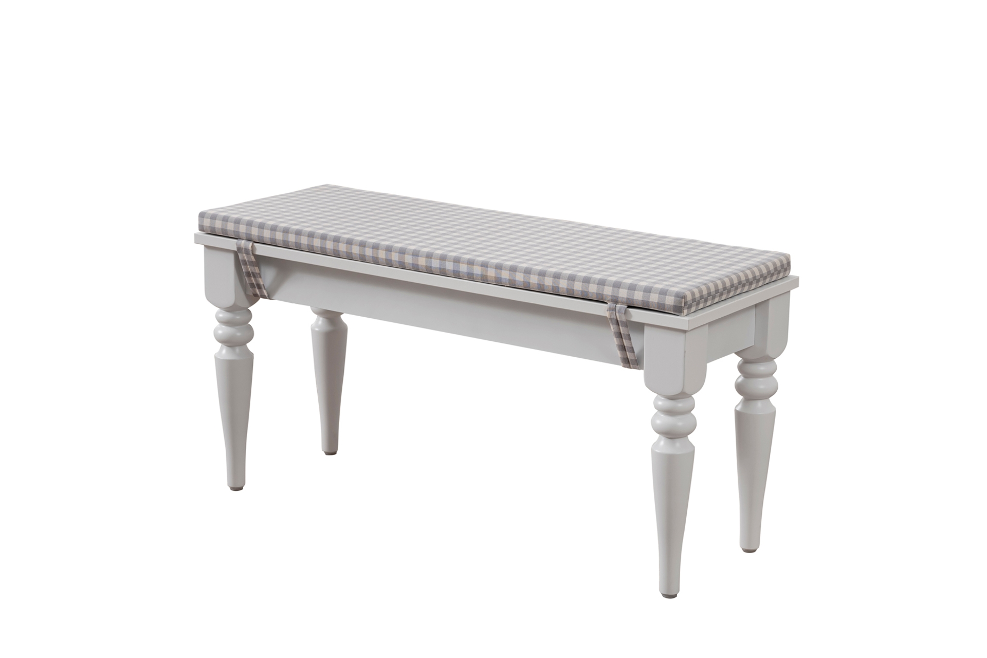 Venedik Bench- Beyaz Üst- Gri Pötikare- 95 Cm -1