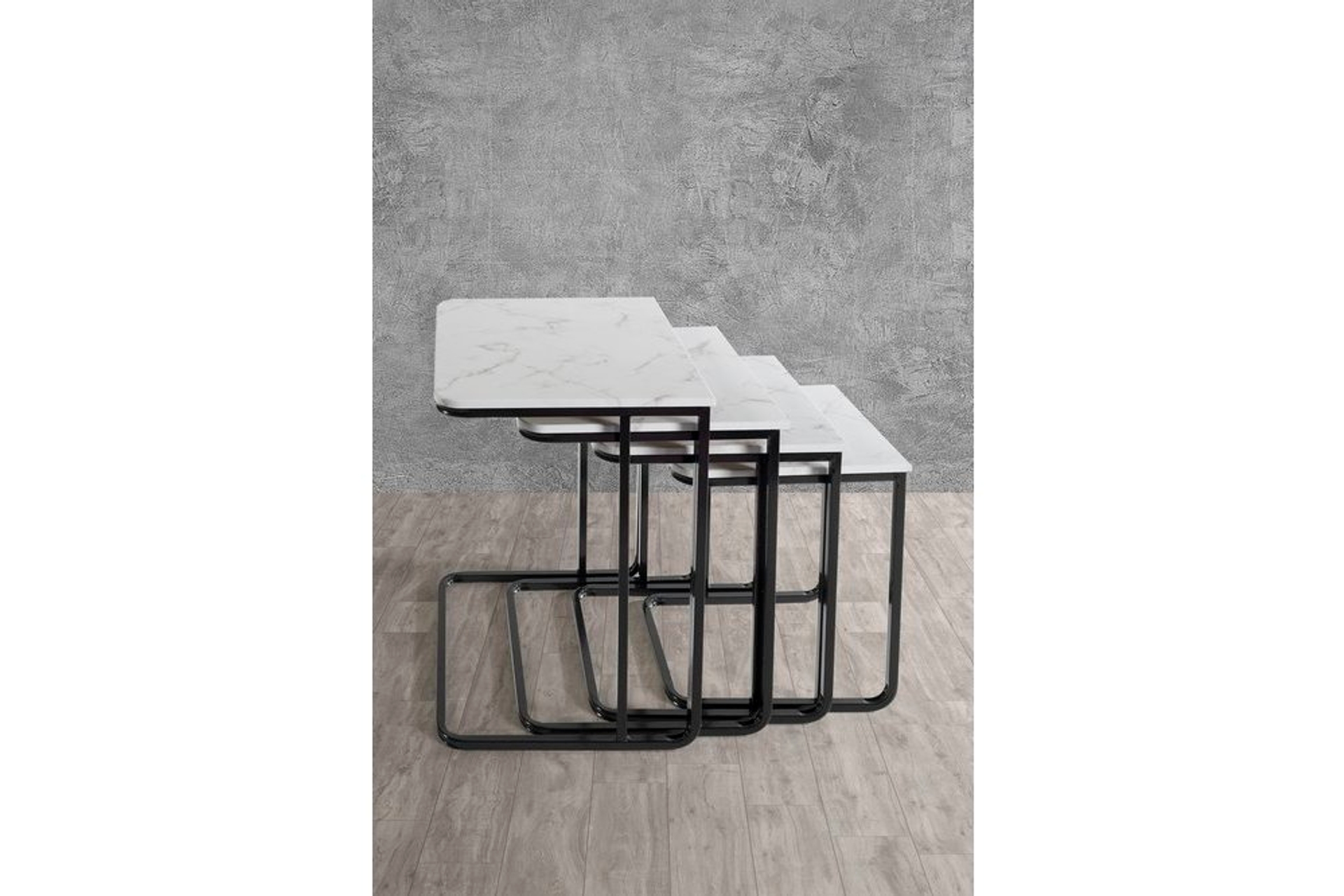 Vegas Zettafels met Zwarte Poten en Marmerpatroon, Wit