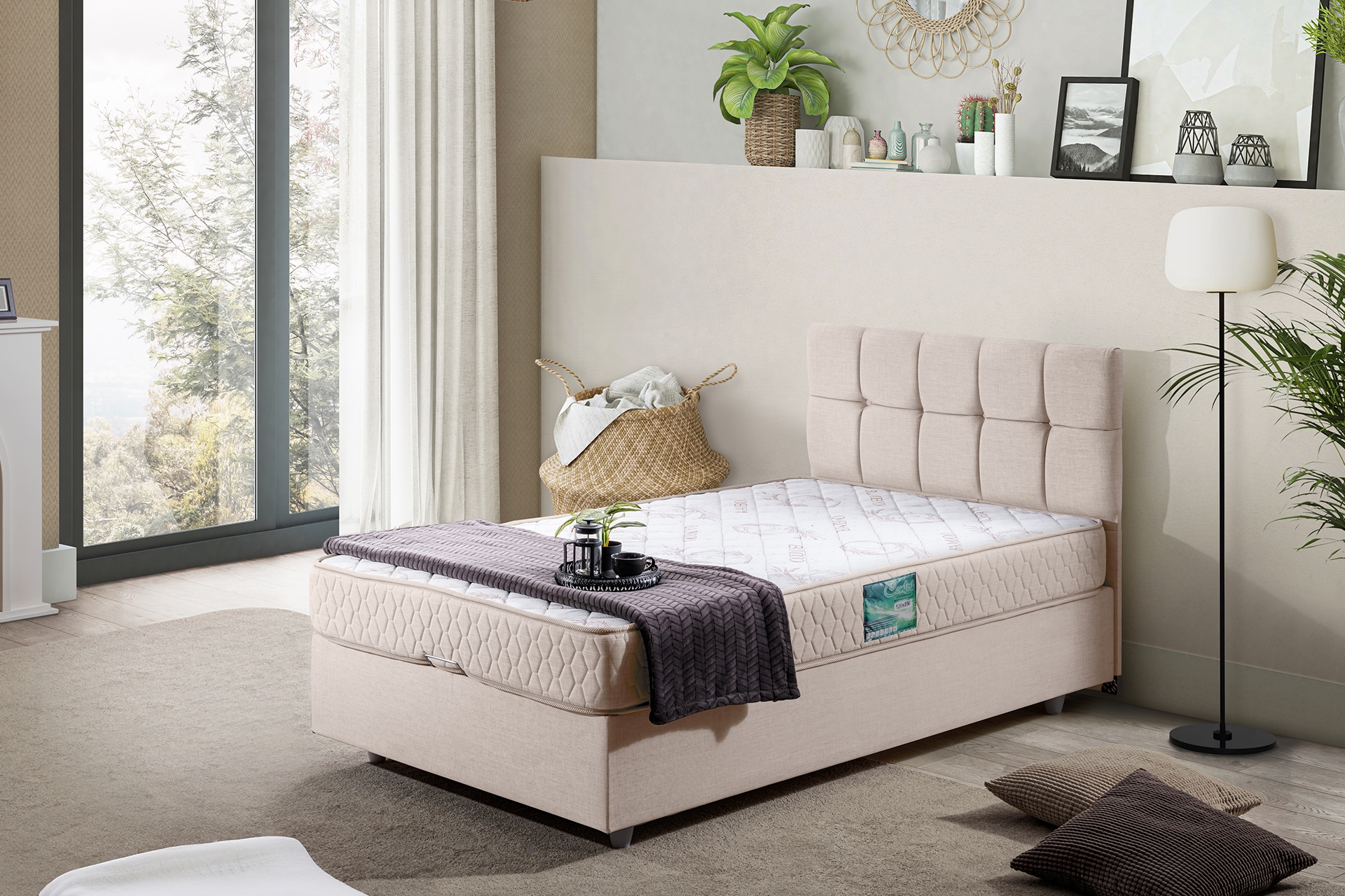 Paris Baza Ve Başlık Seti- Krem- 100X200 -1