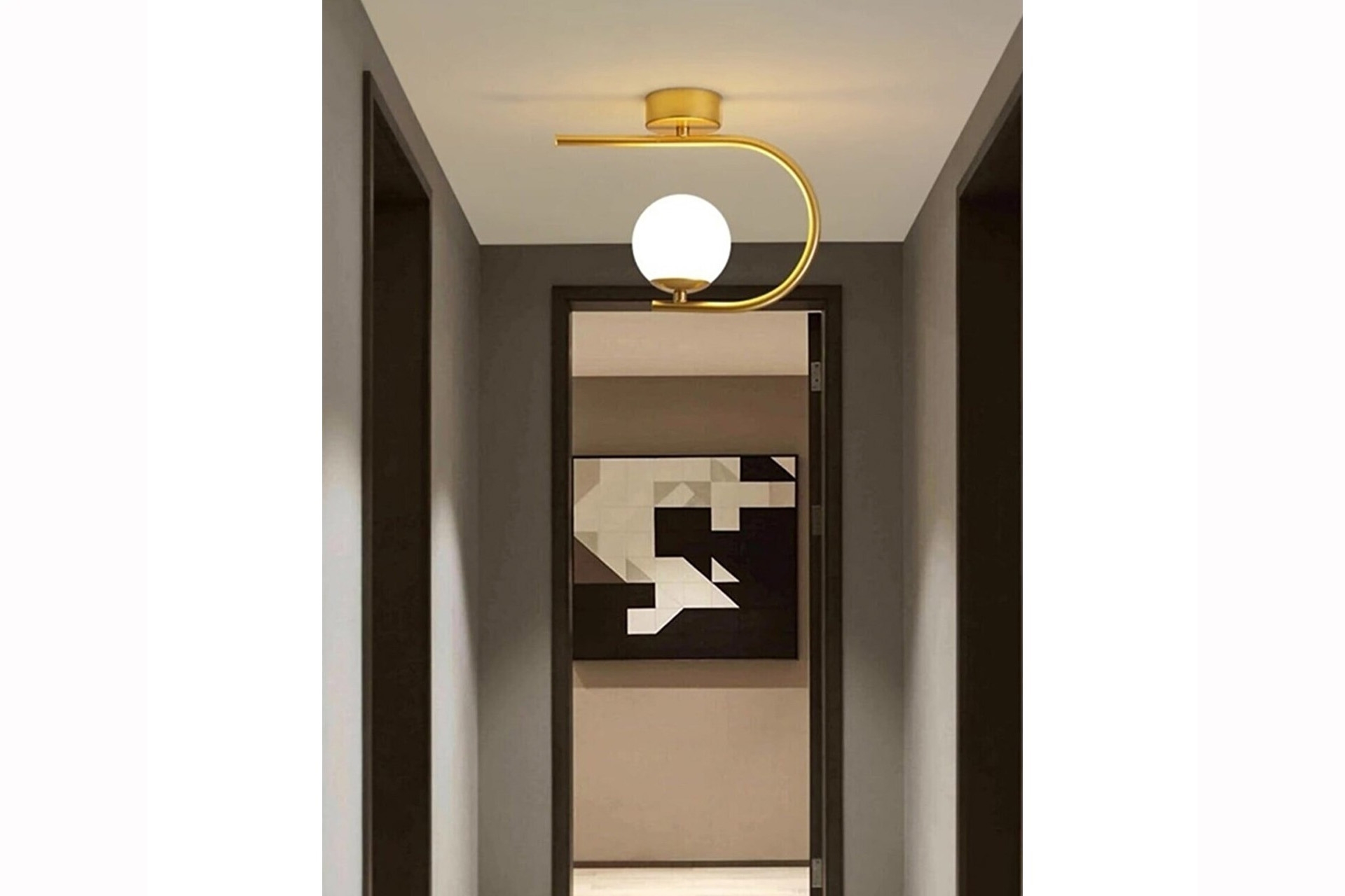 Eskitme Gold Kasalı Avize- Beyaz Camlı -1