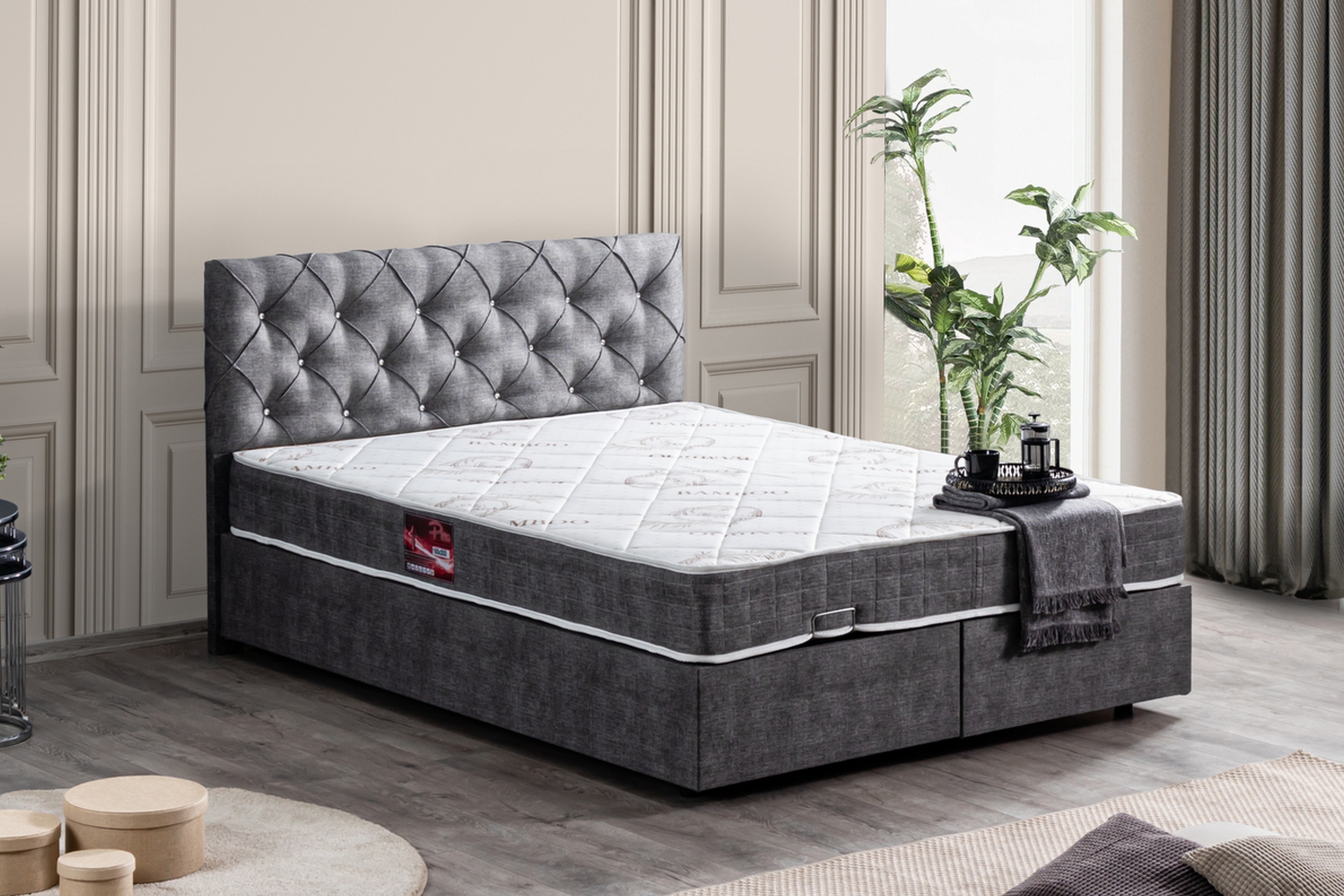 prada baza baslik plus yatak seti antrasit 120x200 fiyati vivense