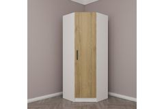 Tideway Hoekkledingkast, 210 cm, Wit en Walnoot