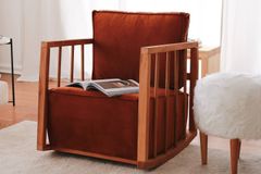 Joan Fluwelen Schommelfauteuil, Steenrood