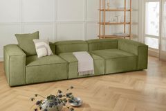 Frid Ruffelfluwelen 3-Zitsbank, Oliegroen