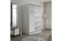 Medway Kledingkast met Schuifdeuren, 120 cm, Wit en Houtskool